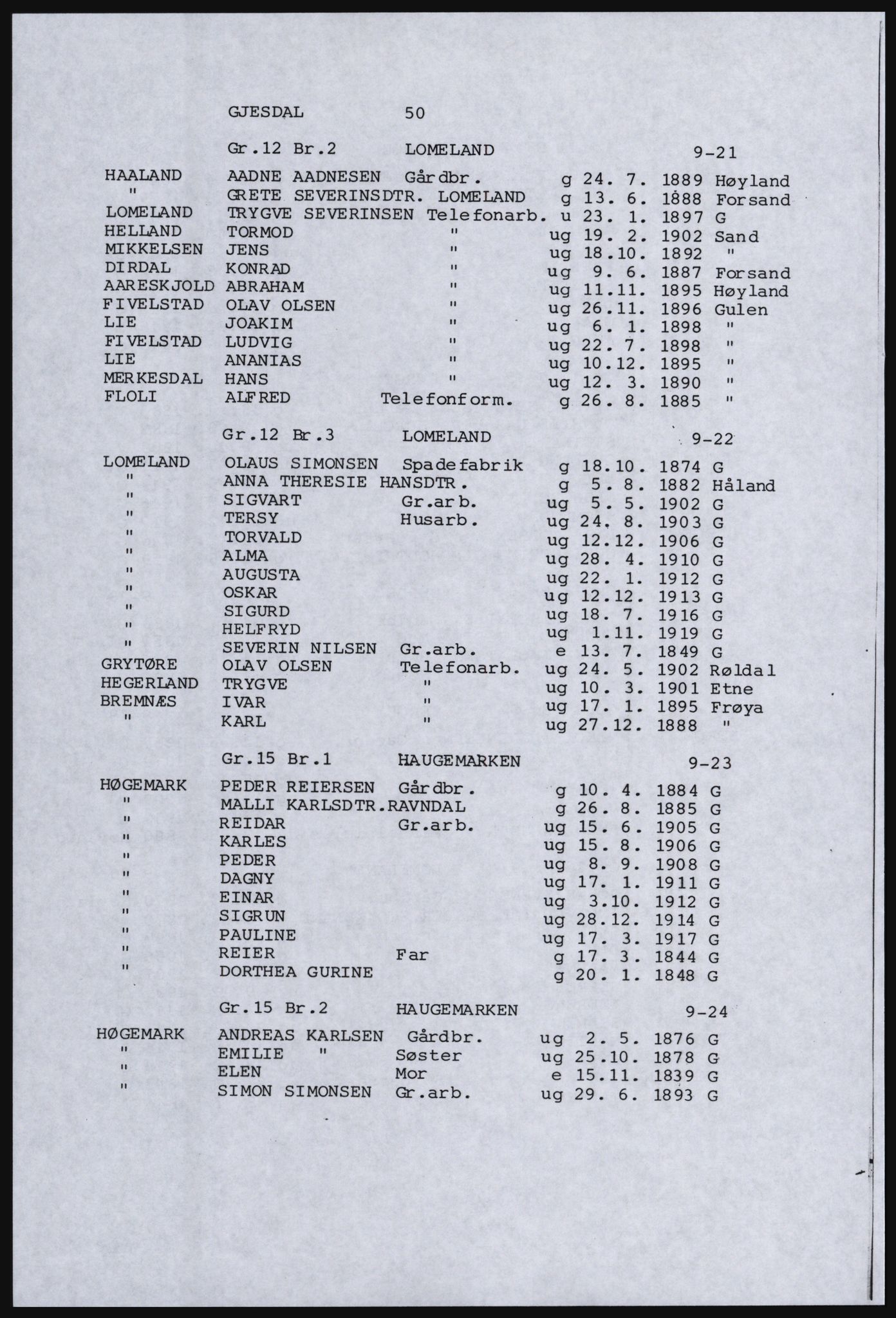 SAST, Copy of 1920 census for parts of Jæren, 1920, p. 56