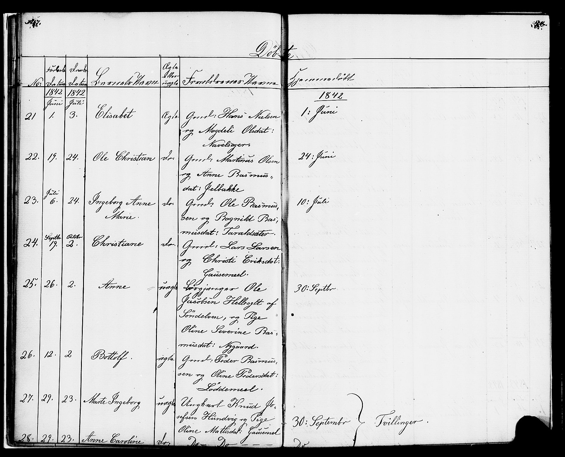 Hornindal sokneprestembete, AV/SAB-A-82401/H/Haa/Haaa/L0001: Parish register (official) no. A 1, 1837-1866, p. 48-49