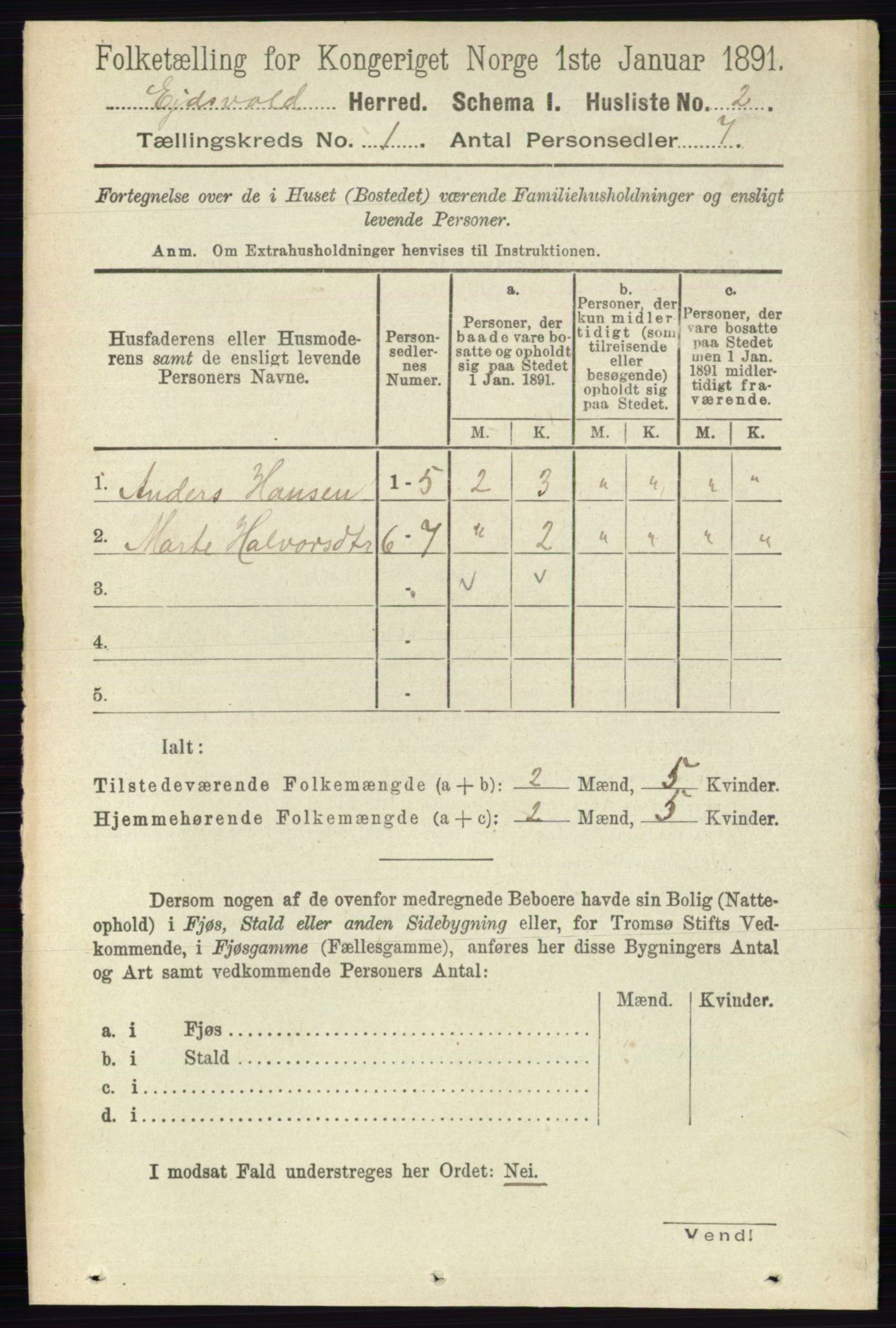 RA, 1891 census for 0237 Eidsvoll, 1891, p. 49