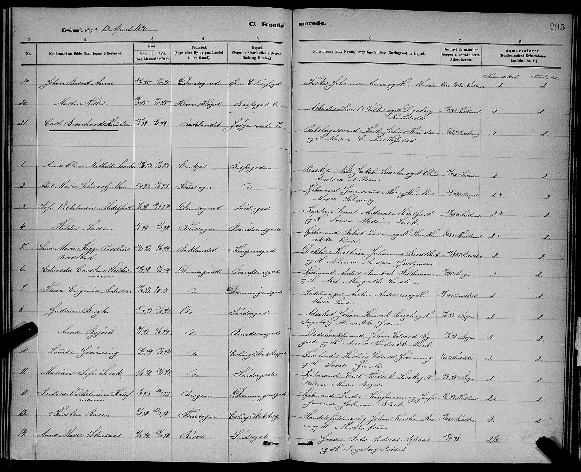 Ministerialprotokoller, klokkerbøker og fødselsregistre - Sør-Trøndelag, SAT/A-1456/601/L0092: Parish register (copy) no. 601C10, 1884-1897, p. 295