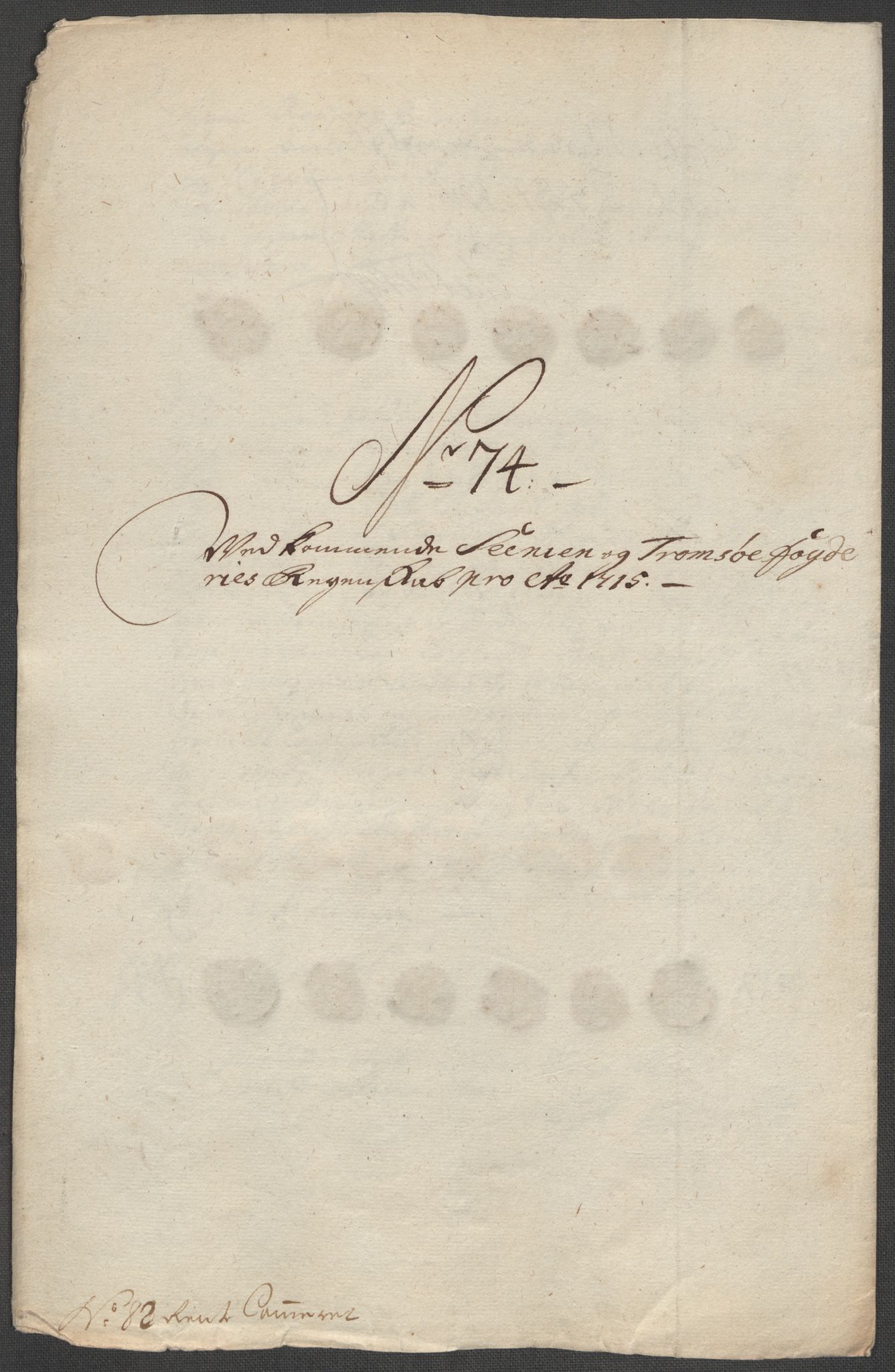 Rentekammeret inntil 1814, Reviderte regnskaper, Fogderegnskap, AV/RA-EA-4092/R68/L4761: Fogderegnskap Senja og Troms, 1715, p. 312