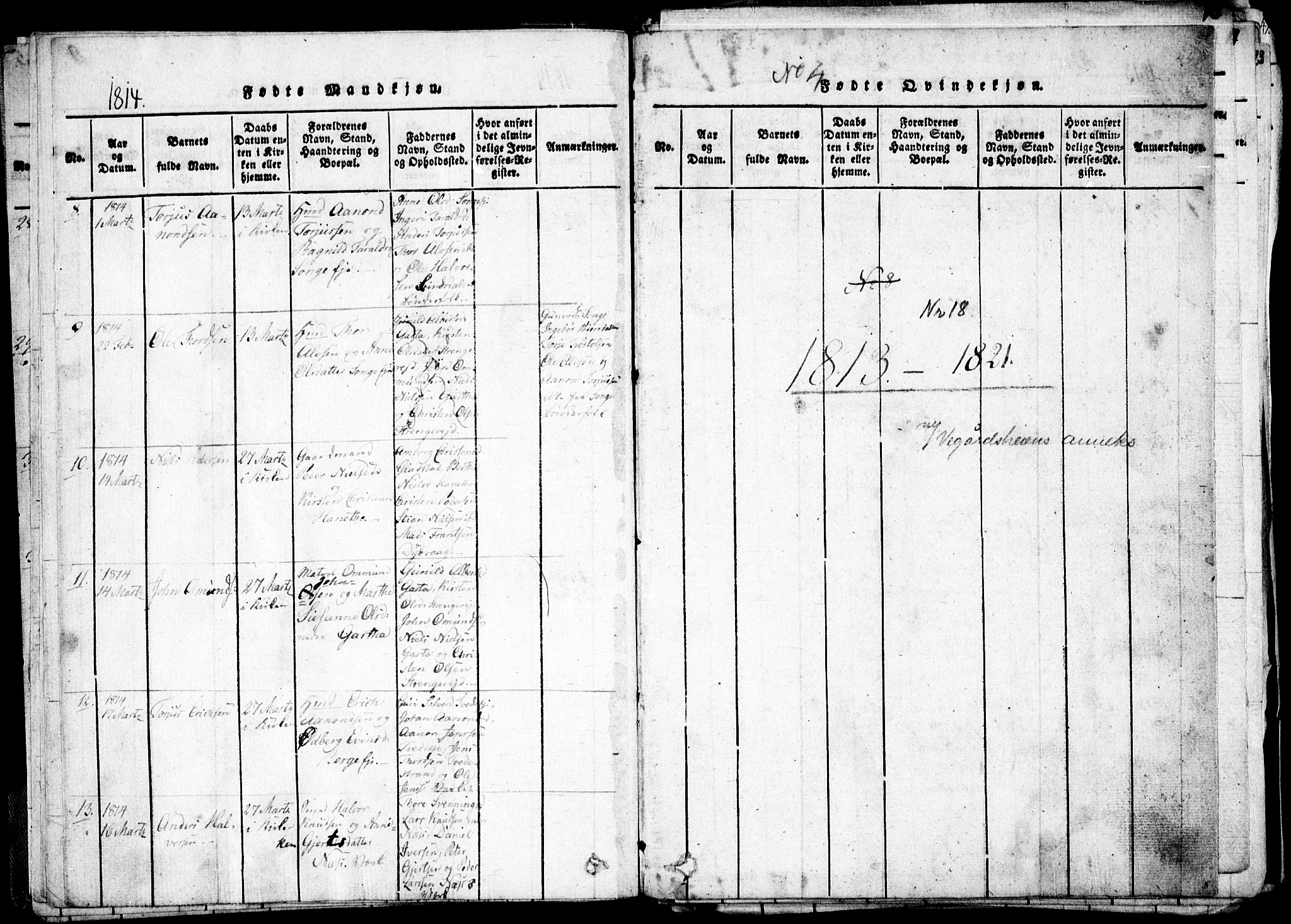 Holt sokneprestkontor, AV/SAK-1111-0021/F/Fa/L0005: Parish register (official) no. A 5, 1813-1821, p. 10