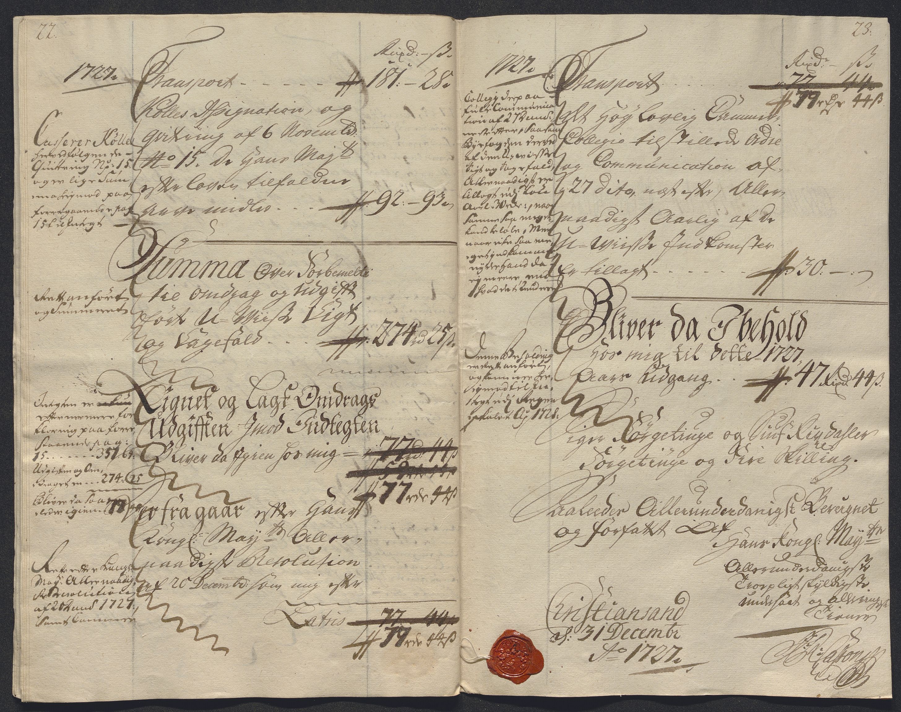 Rentekammeret inntil 1814, Reviderte regnskaper, Byregnskaper, AV/RA-EA-4066/R/Rm/L0286: [M19] Sikt og sakefall, 1719-1727, p. 615