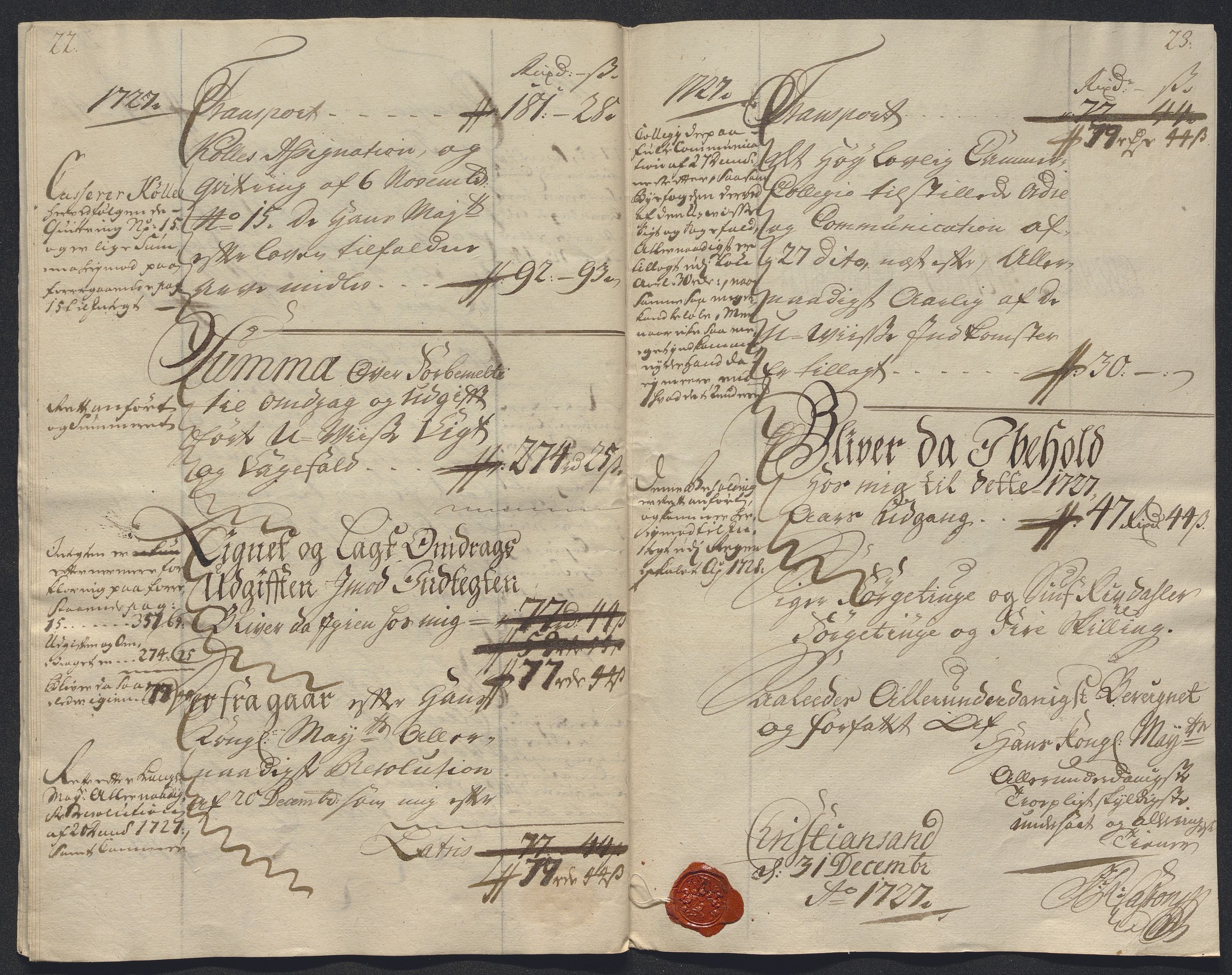 Rentekammeret inntil 1814, Reviderte regnskaper, Byregnskaper, RA/EA-4066/R/Rm/L0286: [M19] Sikt og sakefall, 1719-1727, p. 615