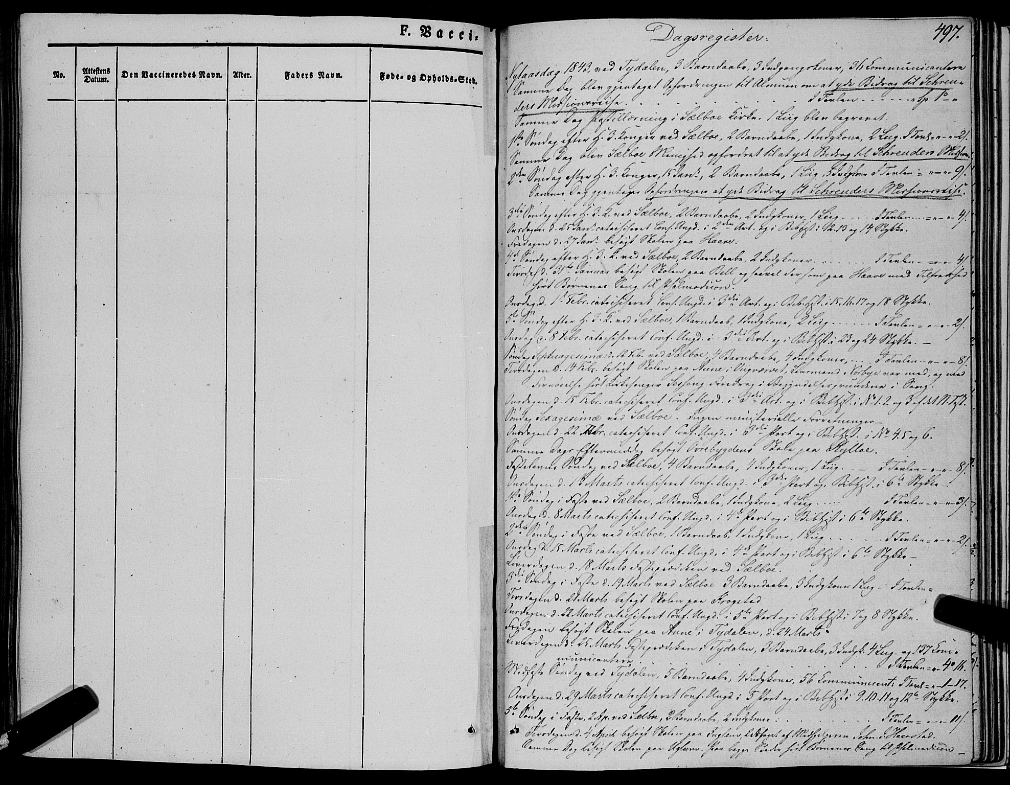 Ministerialprotokoller, klokkerbøker og fødselsregistre - Sør-Trøndelag, SAT/A-1456/695/L1145: Parish register (official) no. 695A06 /1, 1843-1859, p. 497