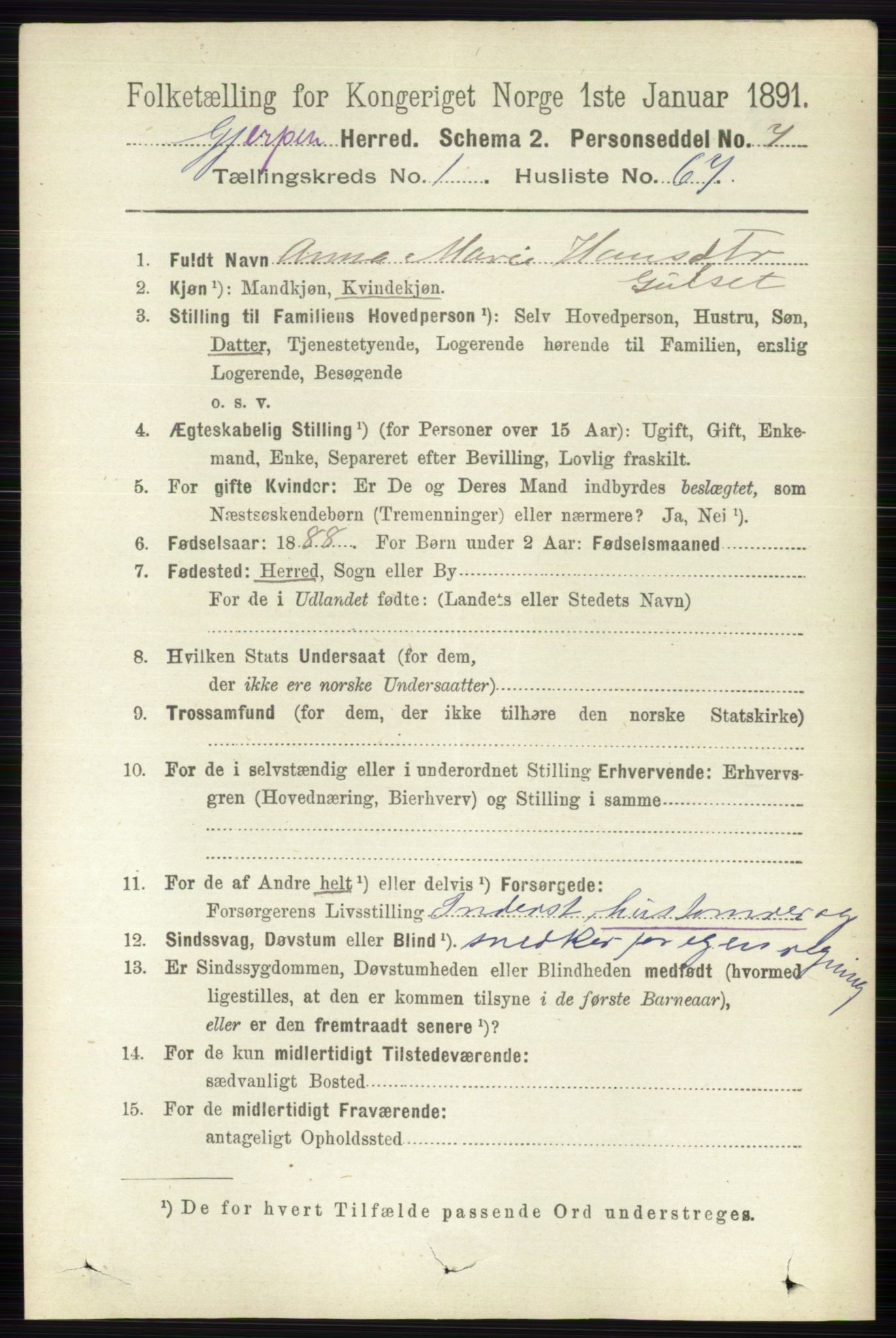 RA, 1891 census for 0812 Gjerpen, 1891, p. 635