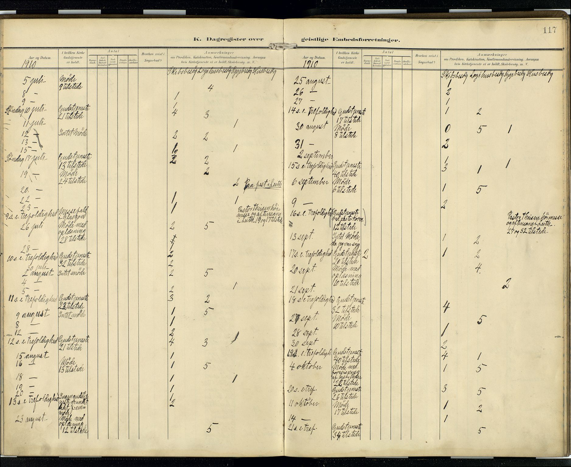 Den norske sjømannsmisjon i utlandet/Skotske havner (Leith, Glasgow), AV/SAB-SAB/PA-0100/H/Ha/Hab/L0001: Parish register (official) no. B 1, 1902-1931, p. 116b-117a