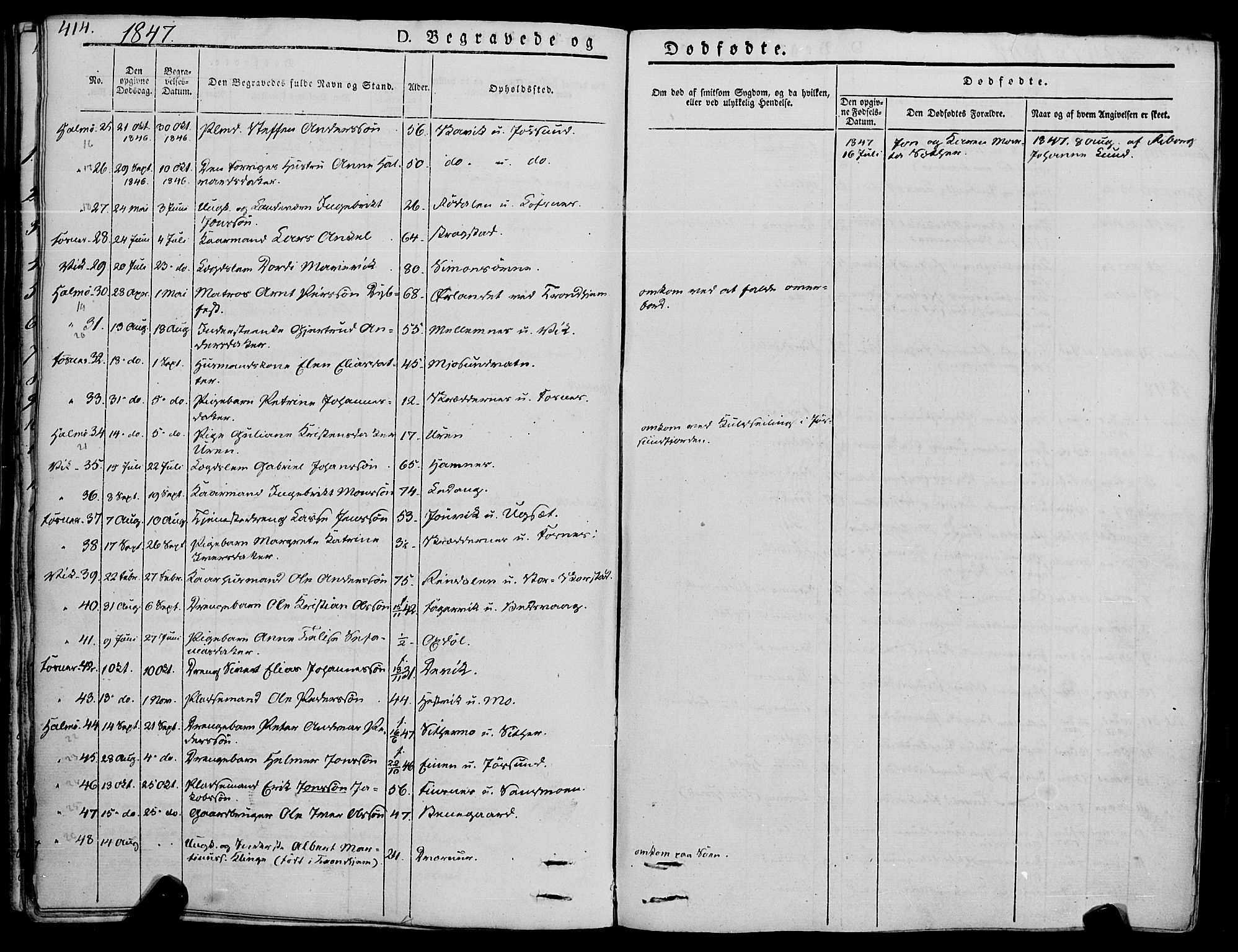 Ministerialprotokoller, klokkerbøker og fødselsregistre - Nord-Trøndelag, SAT/A-1458/773/L0614: Parish register (official) no. 773A05, 1831-1856, p. 414