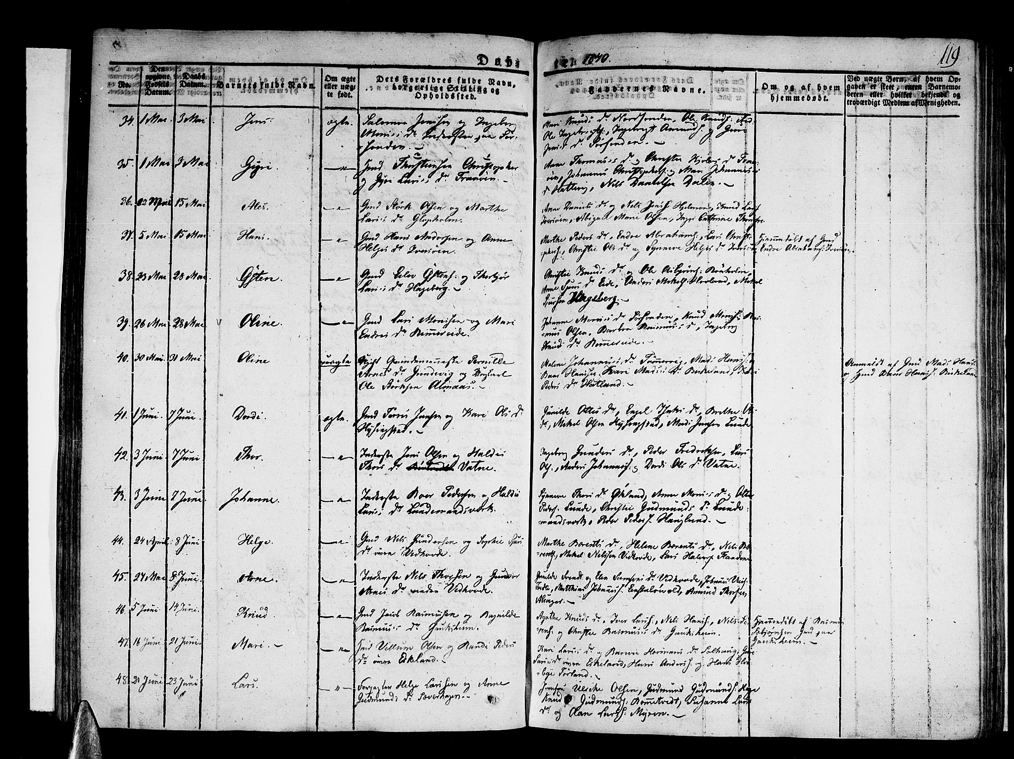 Stord sokneprestembete, AV/SAB-A-78201/H/Haa: Parish register (official) no. A 6, 1826-1840, p. 119