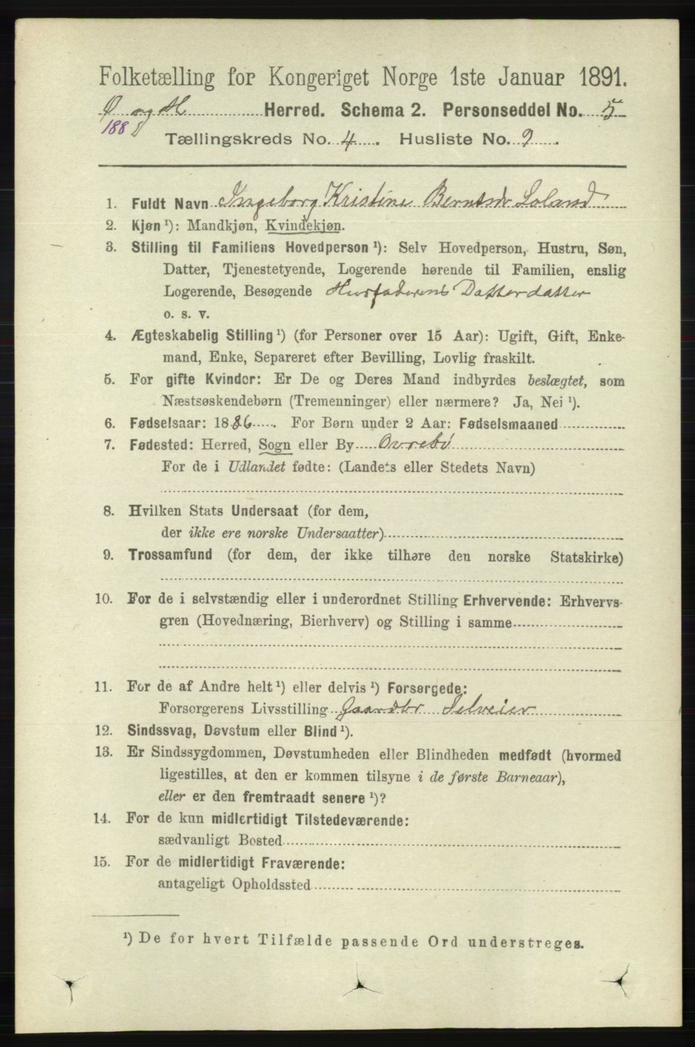 RA, 1891 census for 1016 Øvrebø og Hægeland, 1891, p. 759