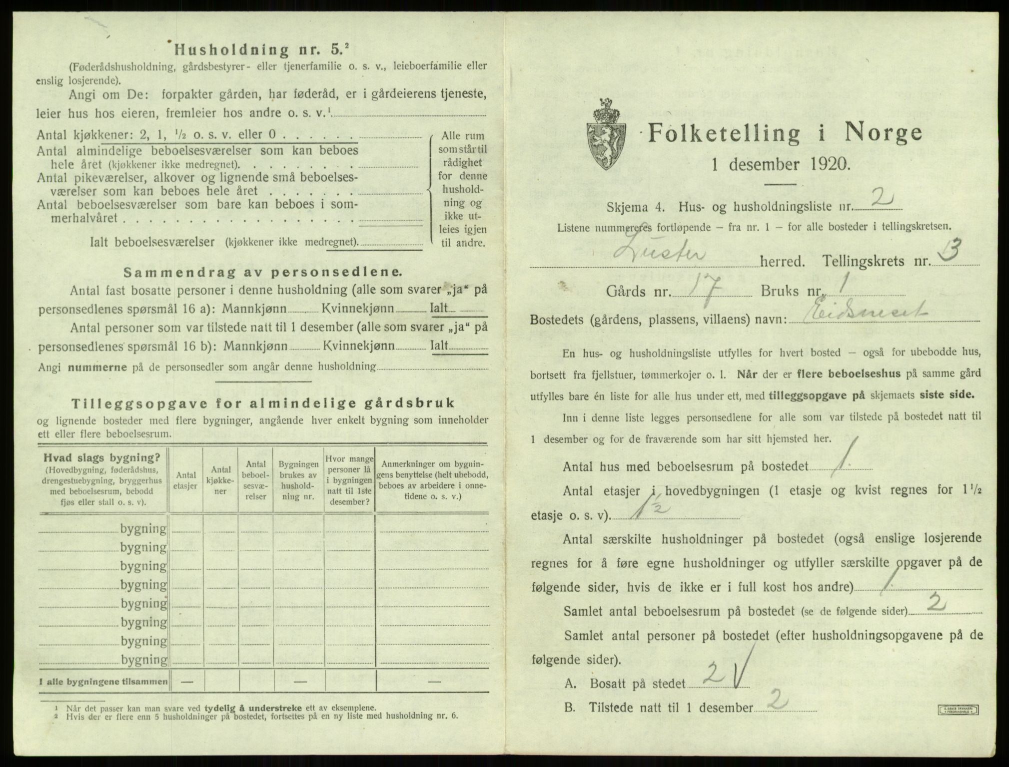 SAB, 1920 census for Luster, 1920, p. 250