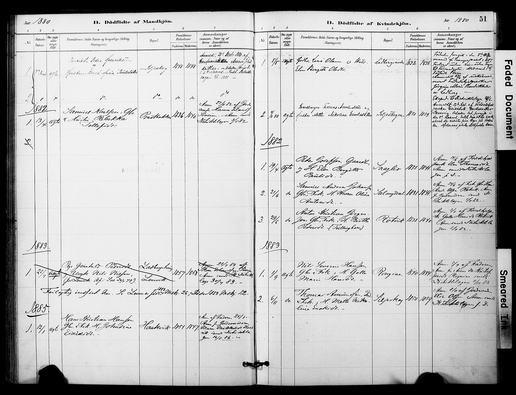 Ibestad sokneprestembete, SATØ/S-0077/H/Ha/Haa/L0014kirke: Parish register (official) no. 14, 1880-1887, p. 51
