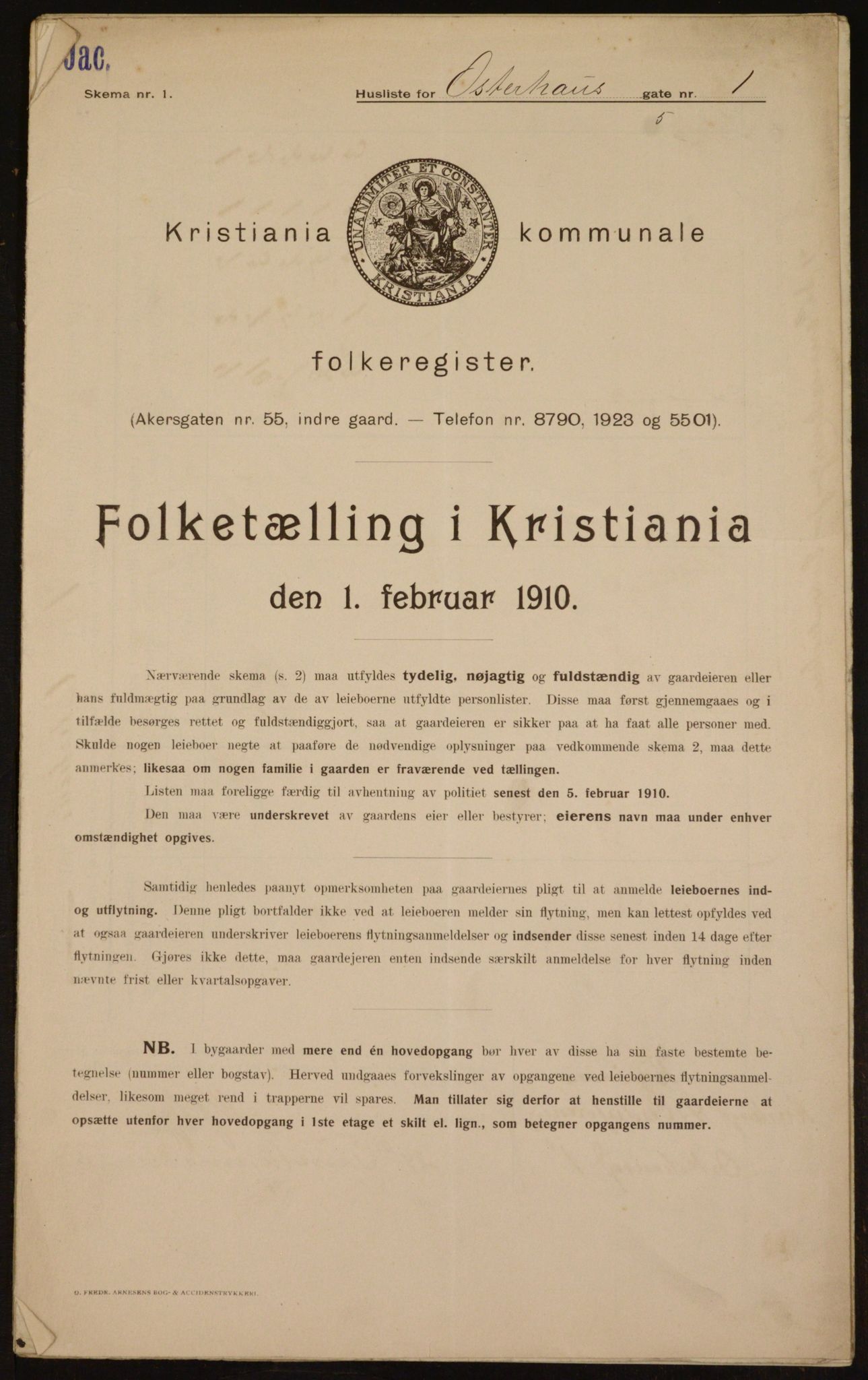 OBA, Municipal Census 1910 for Kristiania, 1910, p. 74441