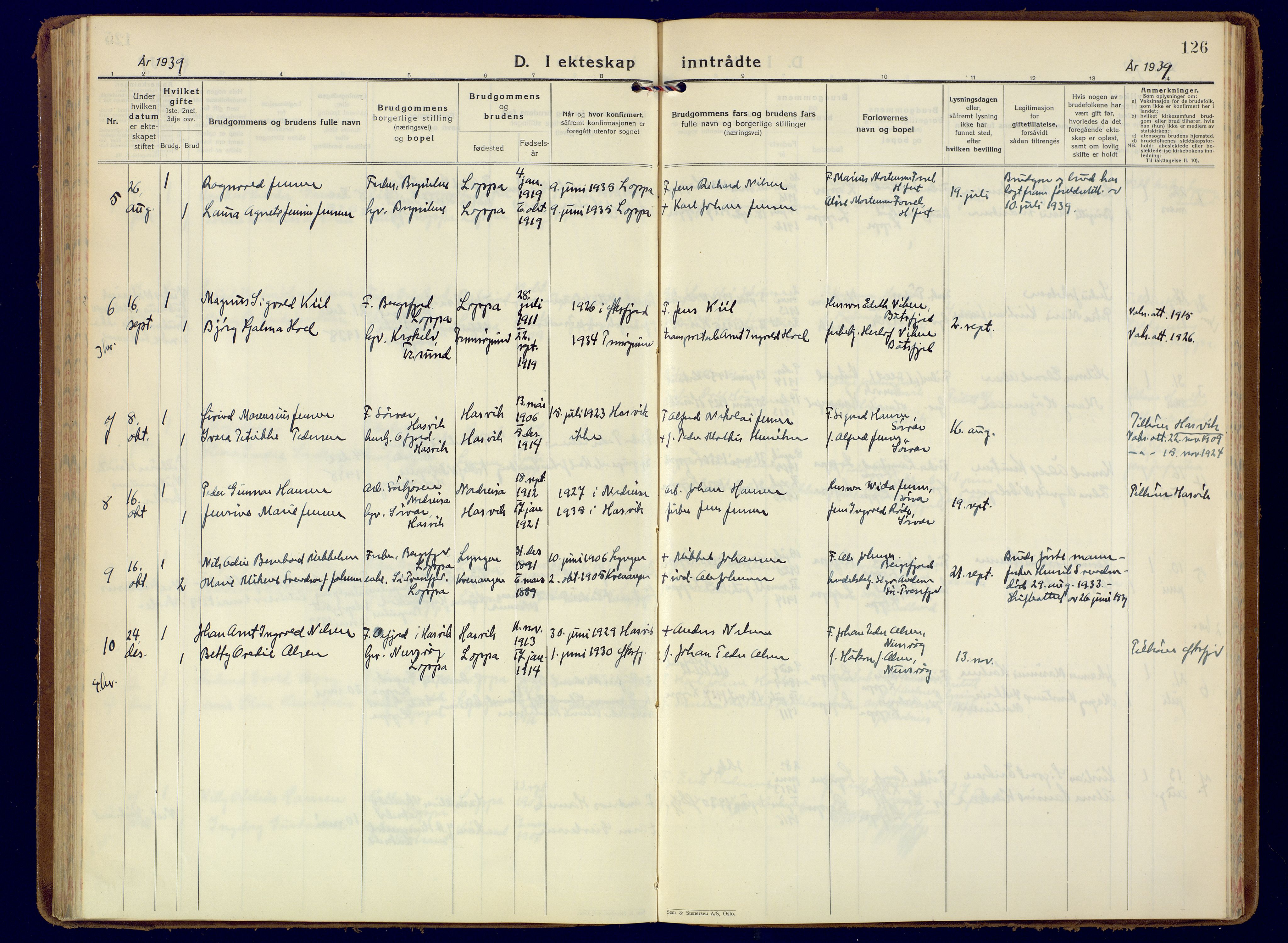 Loppa sokneprestkontor, SATØ/S-1339/H/Ha/L0014kirke: Parish register (official) no. 14, 1933-1942, p. 126