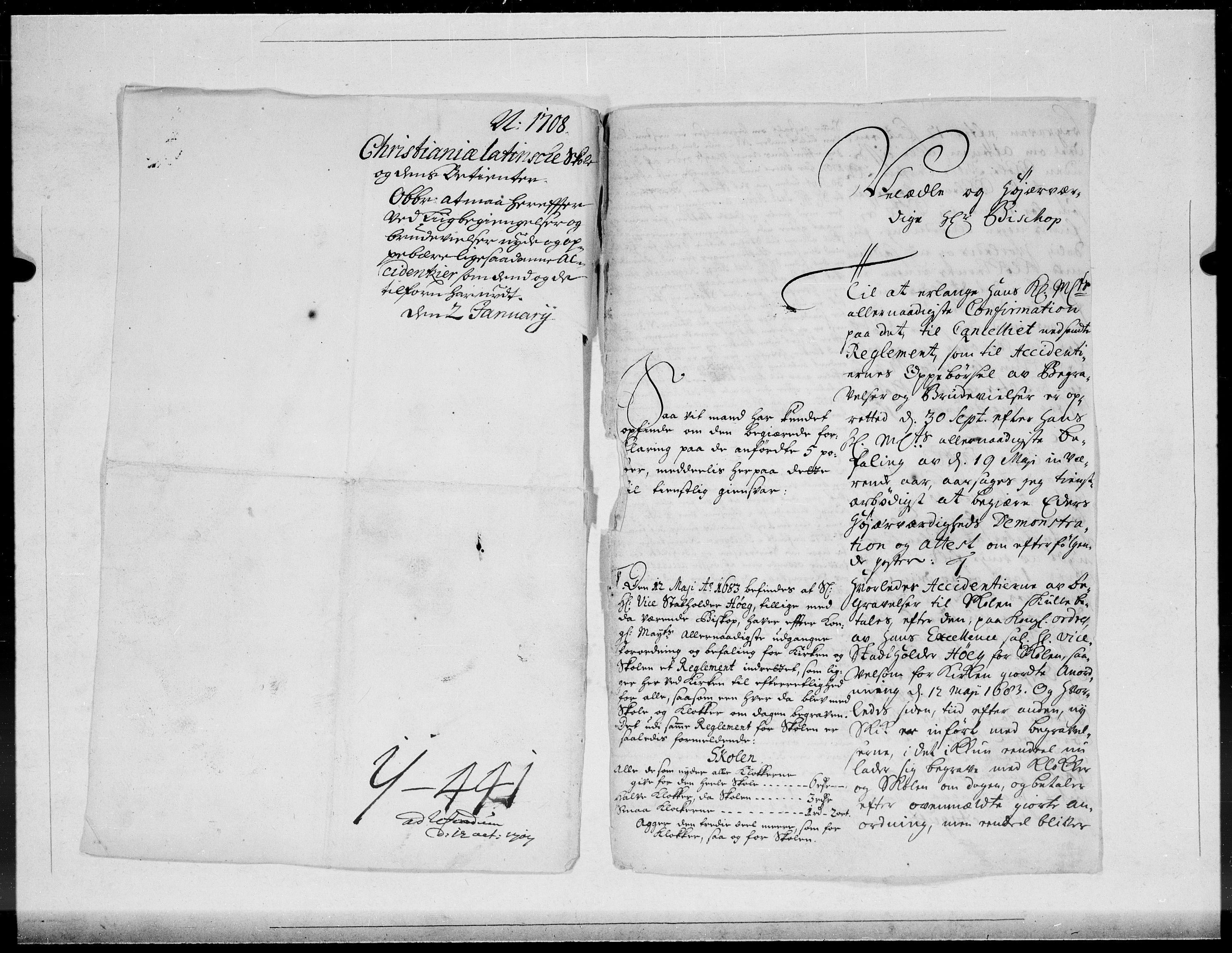Danske Kanselli 1572-1799, AV/RA-EA-3023/F/Fc/Fcc/Fcca/L0065: Norske innlegg 1572-1799, 1708, p. 17