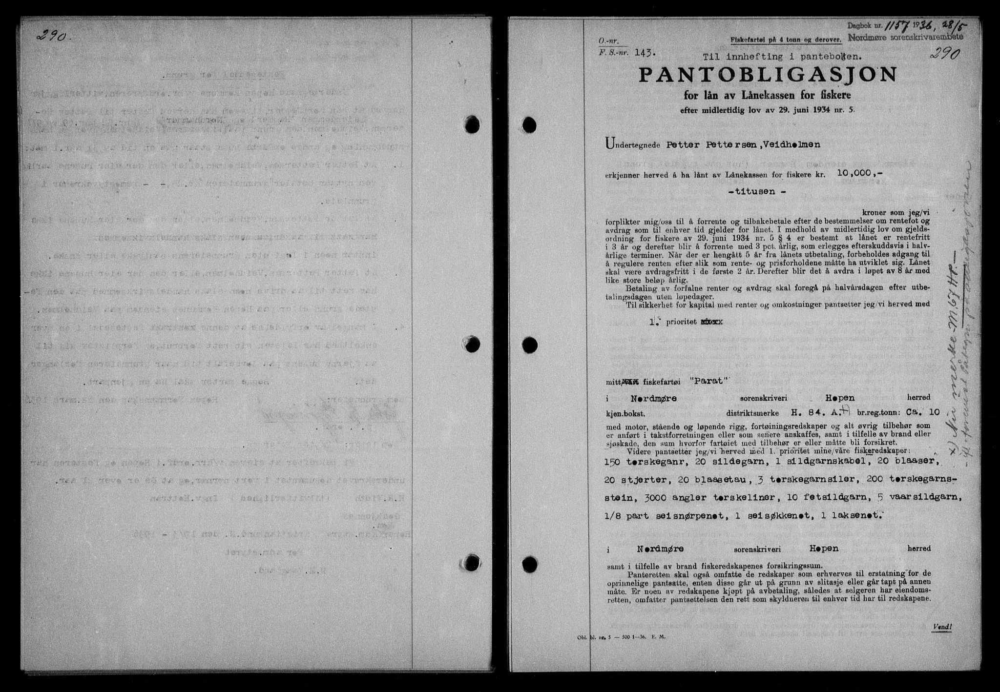 Nordmøre sorenskriveri, AV/SAT-A-4132/1/2/2Ca/L0088: Mortgage book no. 78, 1936-1936, Diary no: : 1157/1936