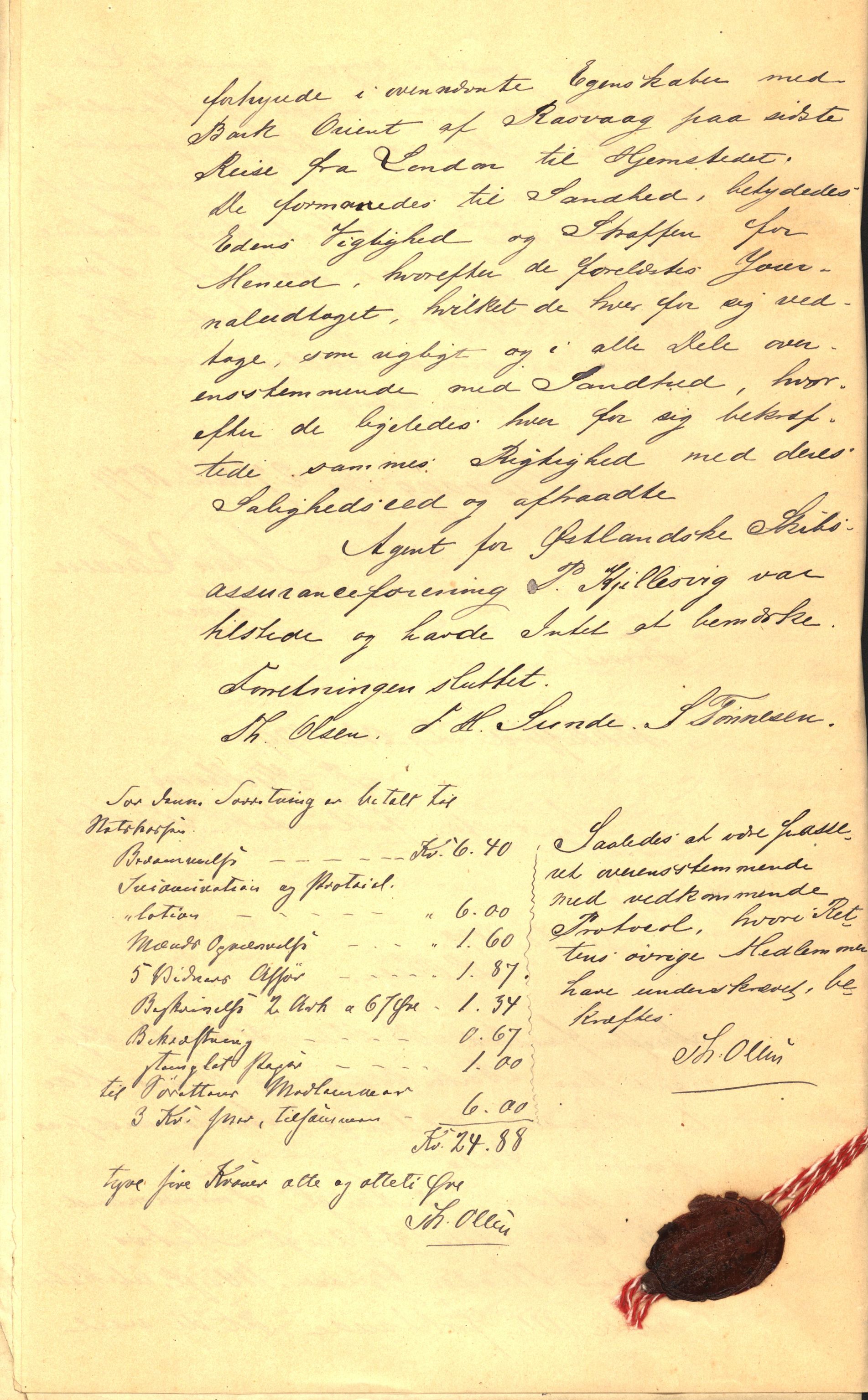 Pa 63 - Østlandske skibsassuranceforening, VEMU/A-1079/G/Ga/L0014/0008: Havaridokumenter / Punctum, 1882, p. 12
