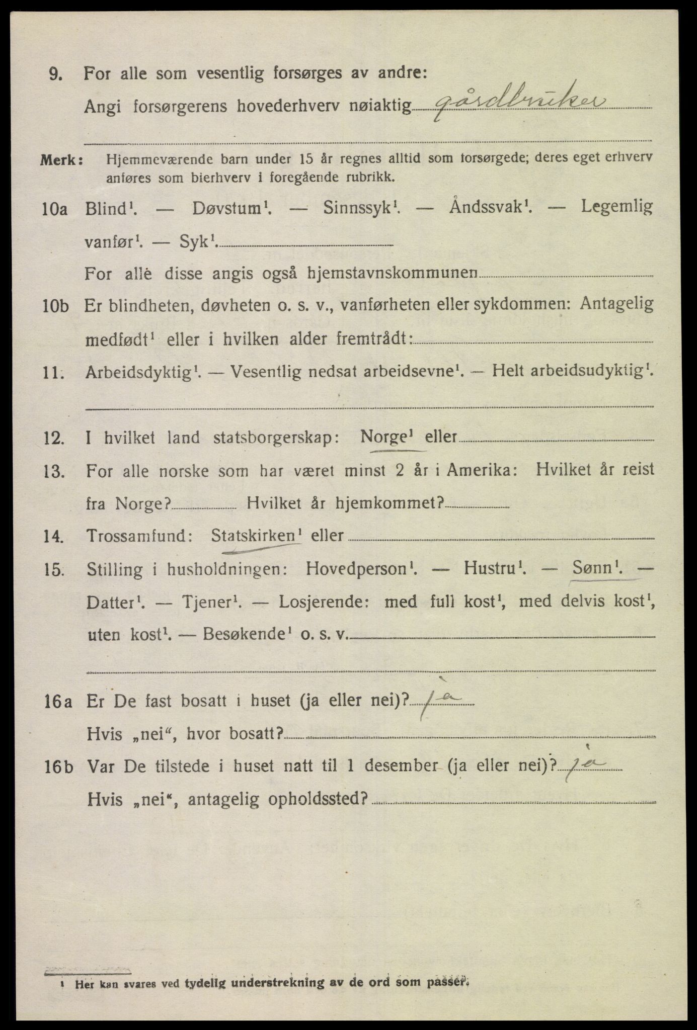 SAK, 1920 census for Lyngdal, 1920, p. 1718