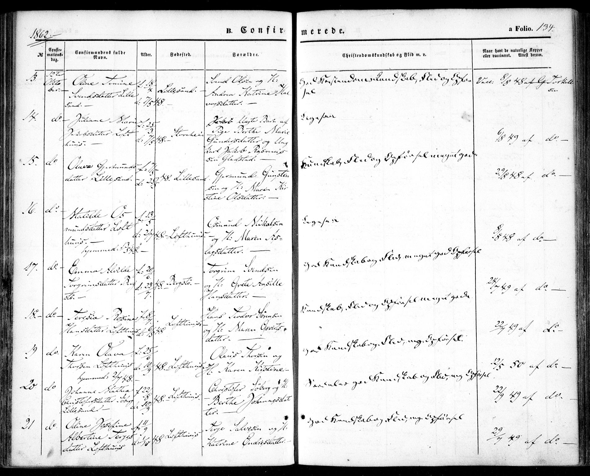 Vestre Moland sokneprestkontor, AV/SAK-1111-0046/F/Fa/Fab/L0007: Parish register (official) no. A 7, 1859-1872, p. 134