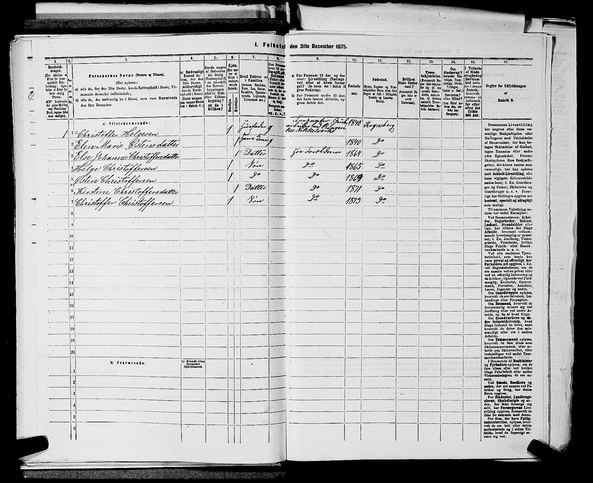 SAKO, 1875 census for 0631P Flesberg, 1875, p. 1072