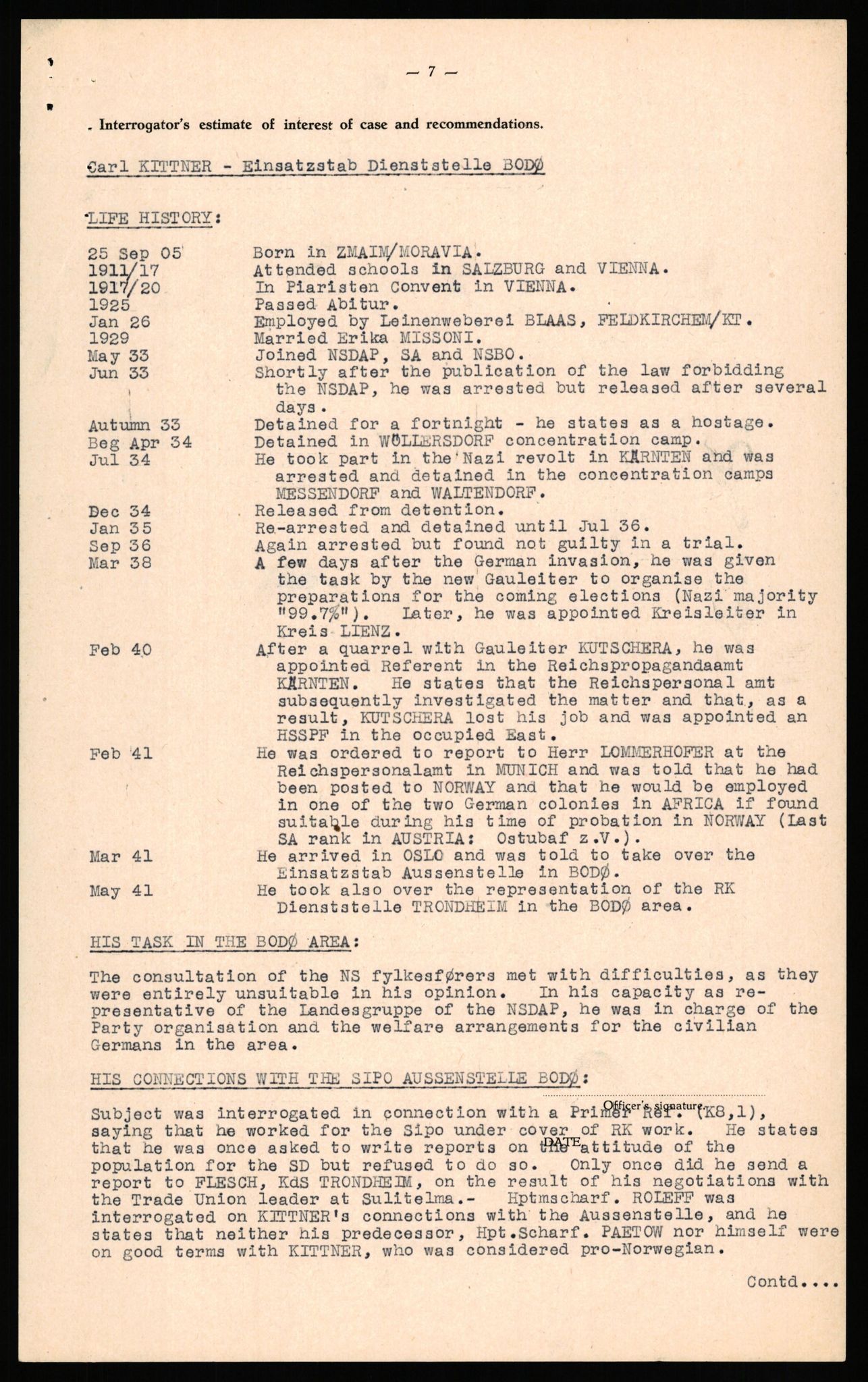 Forsvaret, Forsvarets overkommando II, AV/RA-RAFA-3915/D/Db/L0039: CI Questionaires. Tyske okkupasjonsstyrker i Norge. Østerrikere., 1945-1946, p. 190