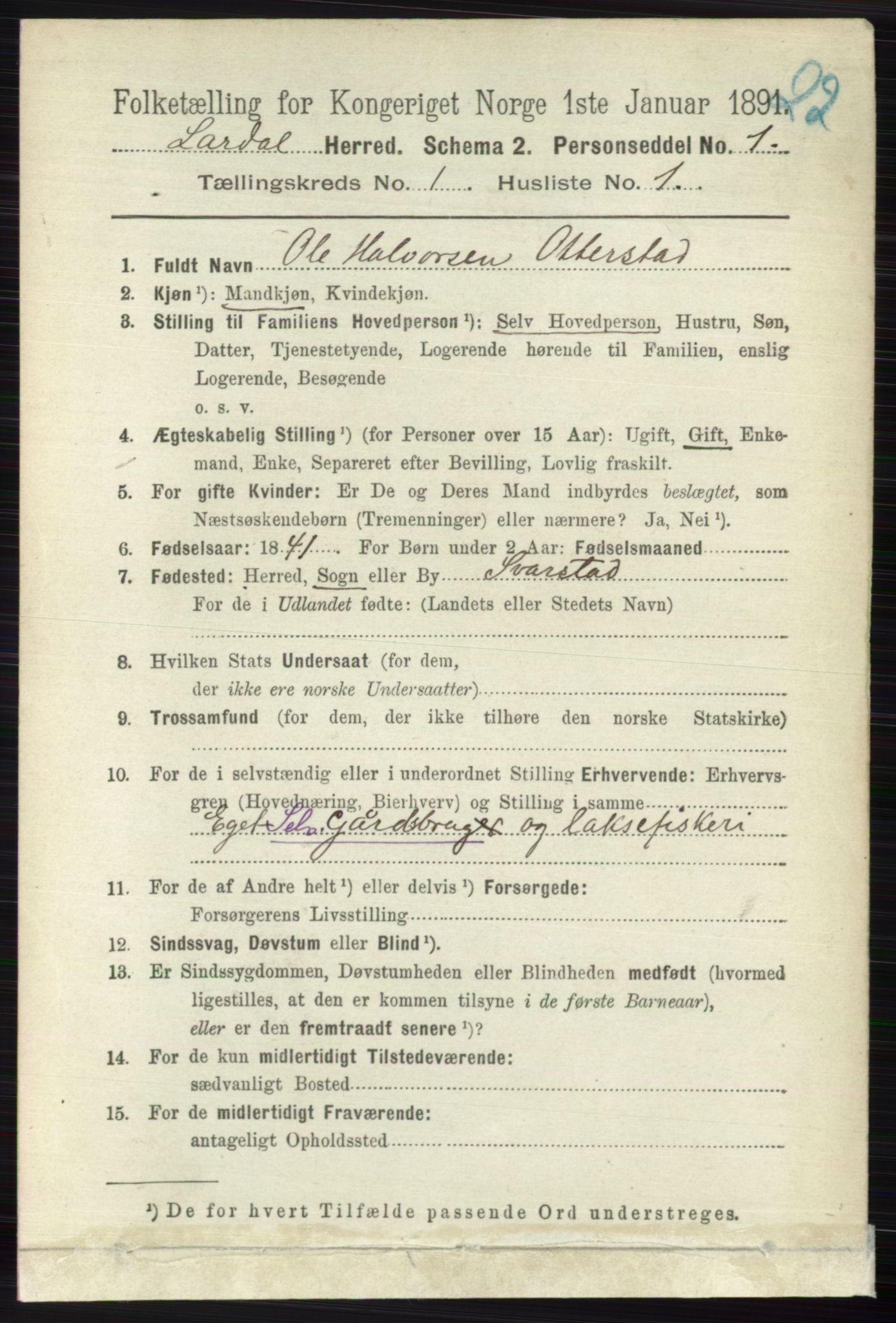 RA, 1891 census for 0728 Lardal, 1891, p. 115