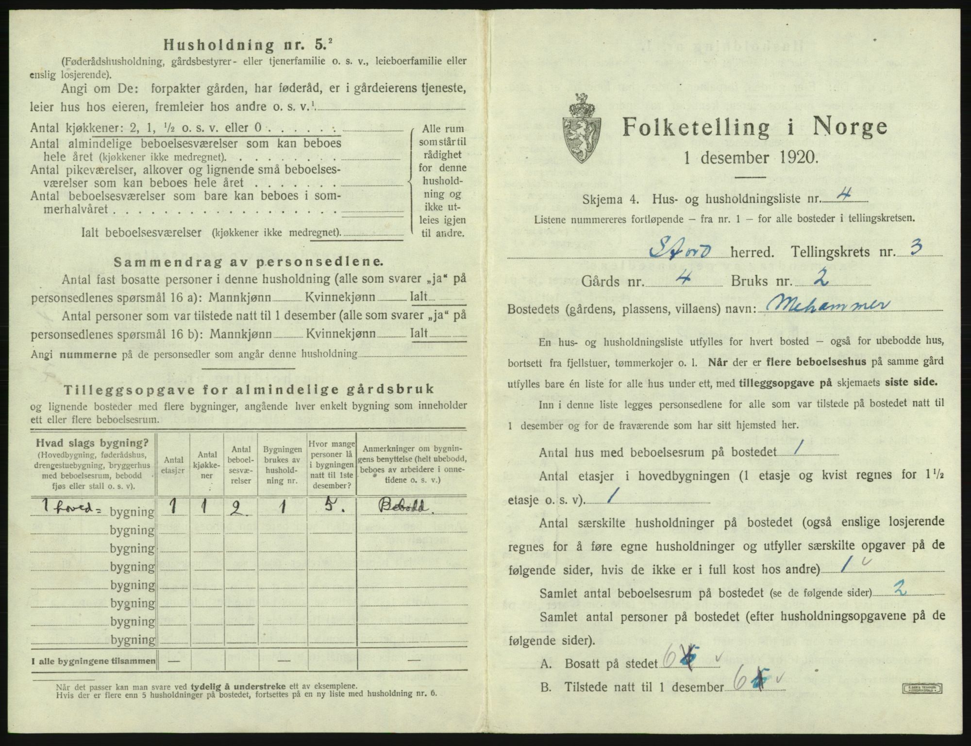 SAB, 1920 census for Stord, 1920, p. 133