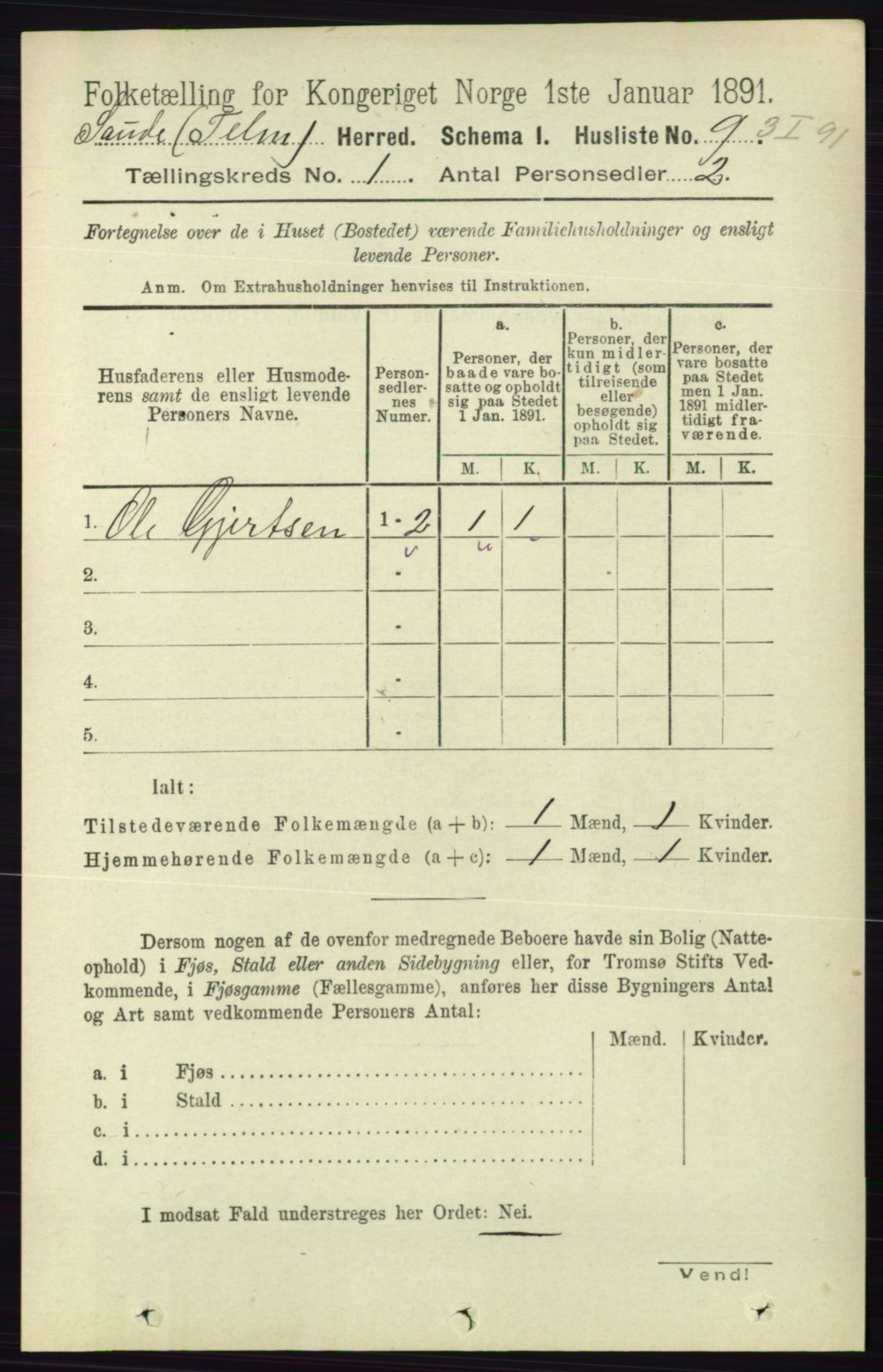 RA, 1891 census for 0822 Sauherad, 1891, p. 42