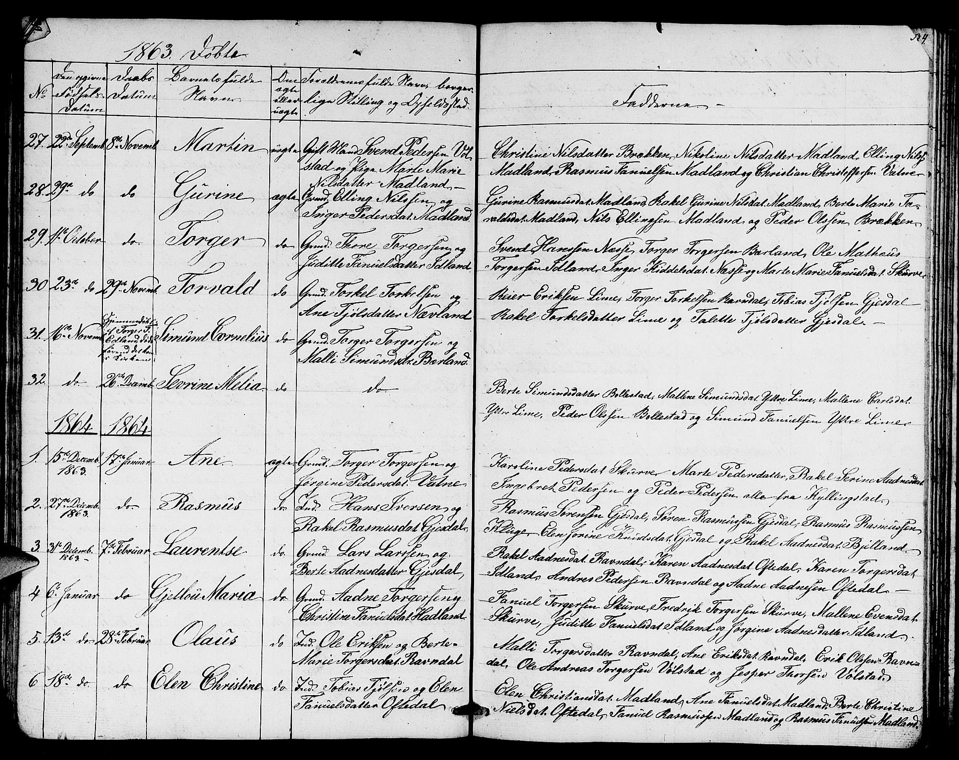 Lye sokneprestkontor, SAST/A-101794/001/30BB/L0003: Parish register (copy) no. B 3, 1852-1874, p. 30