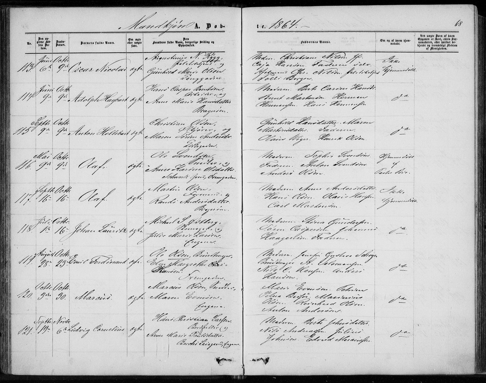 Bragernes kirkebøker, AV/SAKO-A-6/F/Fb/L0003: Parish register (official) no. II 3, 1860-1868, p. 68