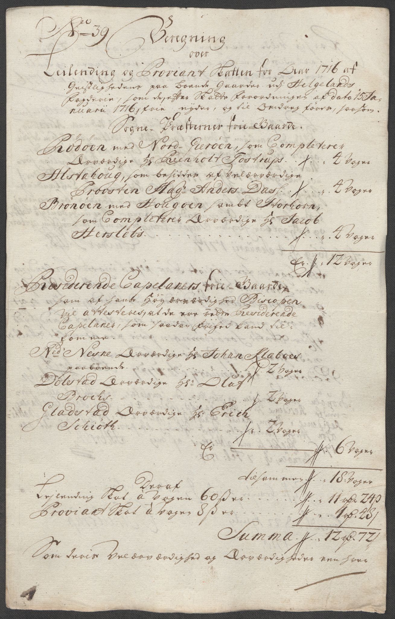 Rentekammeret inntil 1814, Reviderte regnskaper, Fogderegnskap, AV/RA-EA-4092/R65/L4514: Fogderegnskap Helgeland, 1716, p. 268