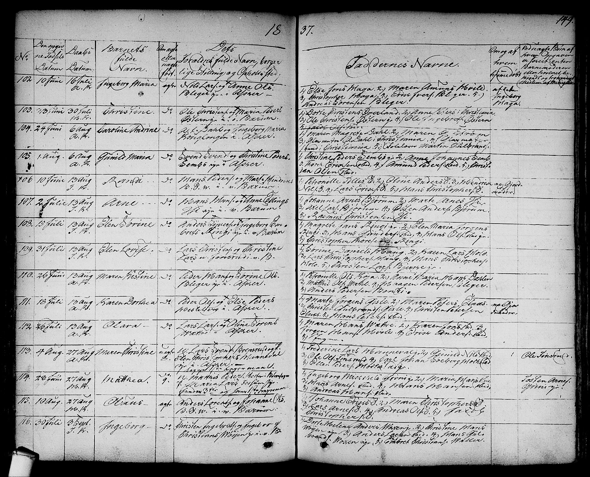 Asker prestekontor Kirkebøker, SAO/A-10256a/F/Fa/L0007: Parish register (official) no. I 7, 1825-1864, p. 149