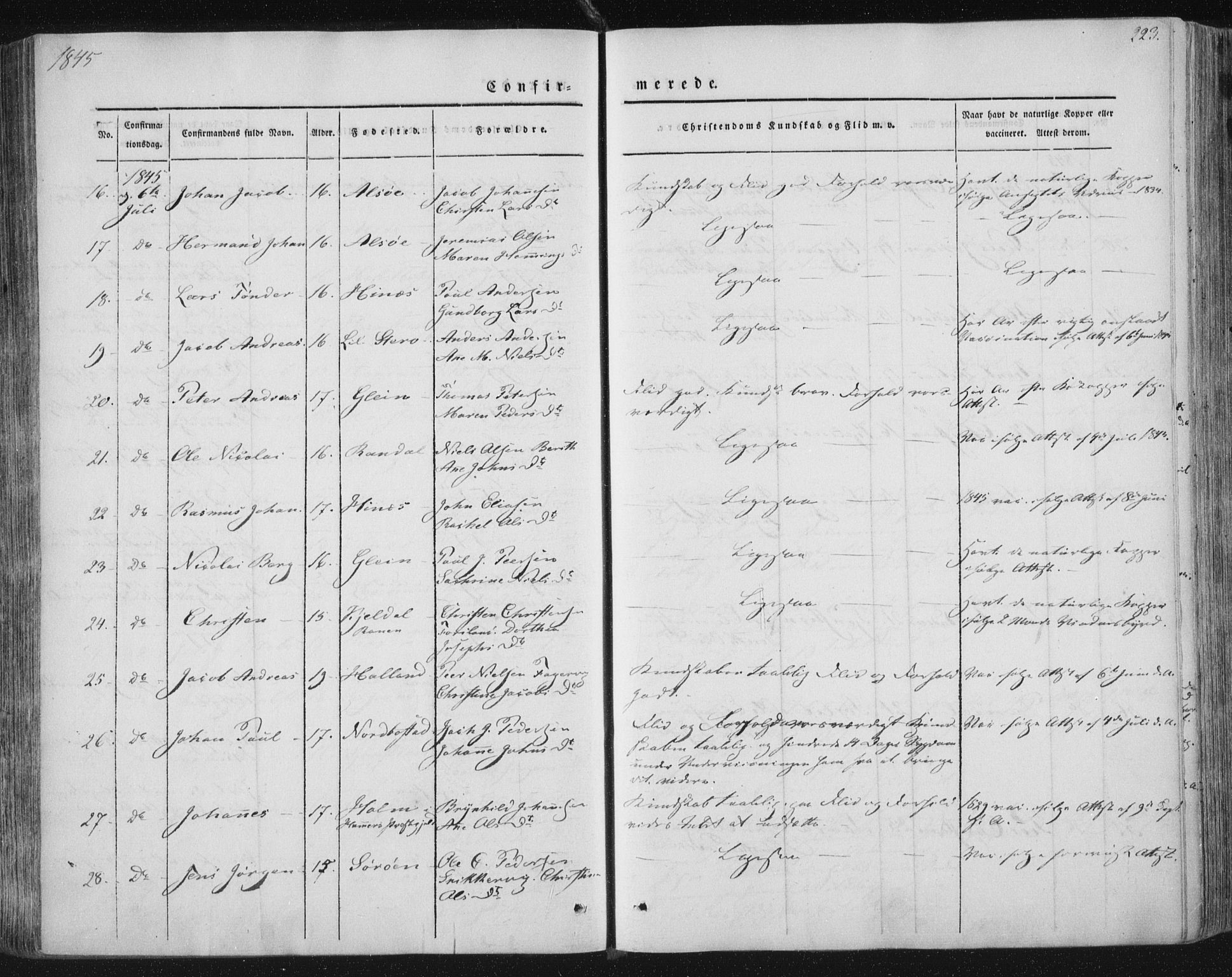 Ministerialprotokoller, klokkerbøker og fødselsregistre - Nordland, AV/SAT-A-1459/838/L0549: Parish register (official) no. 838A07, 1840-1854, p. 223