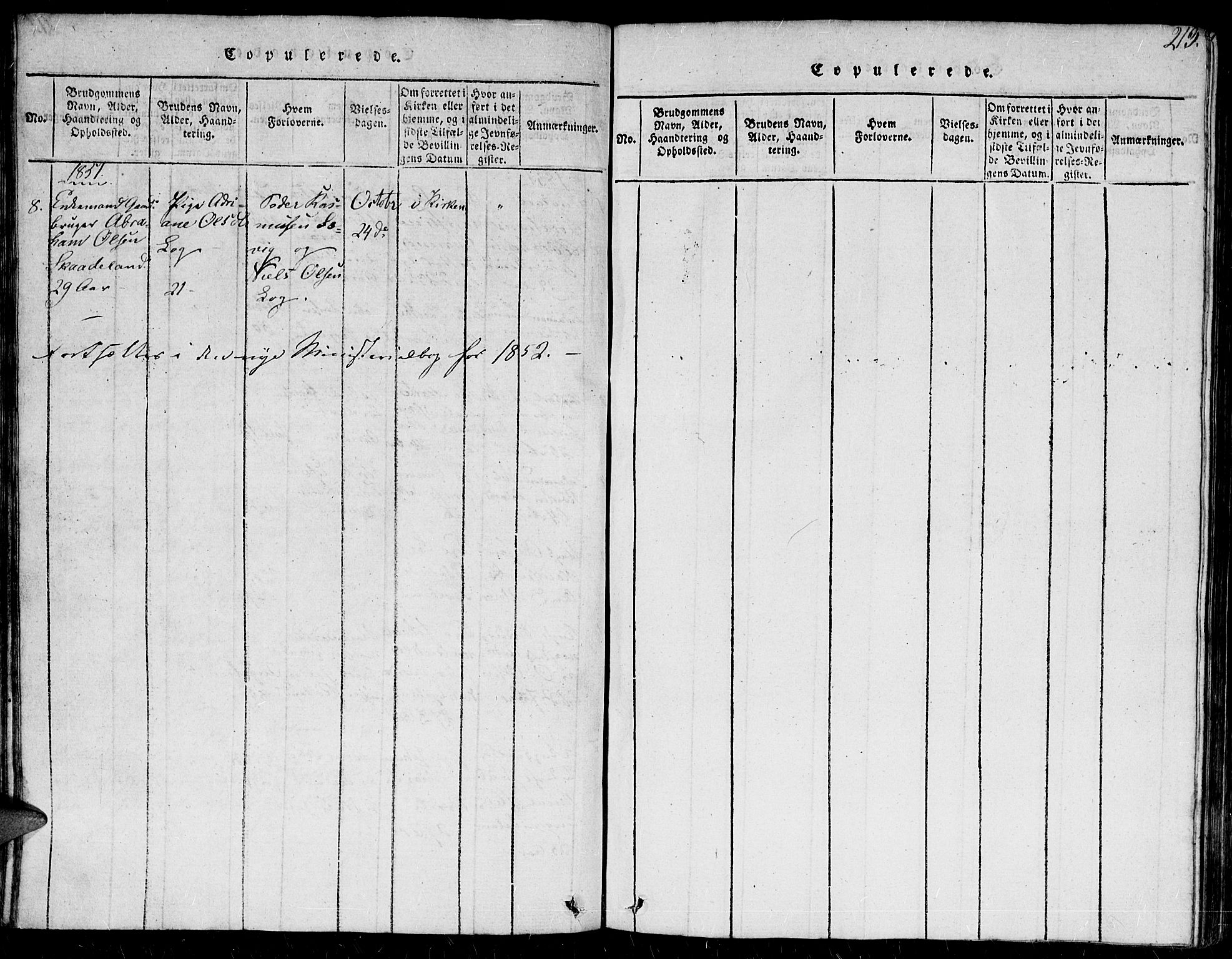 Herad sokneprestkontor, AV/SAK-1111-0018/F/Fb/Fba/L0001: Parish register (copy) no. B 1, 1815-1852, p. 213