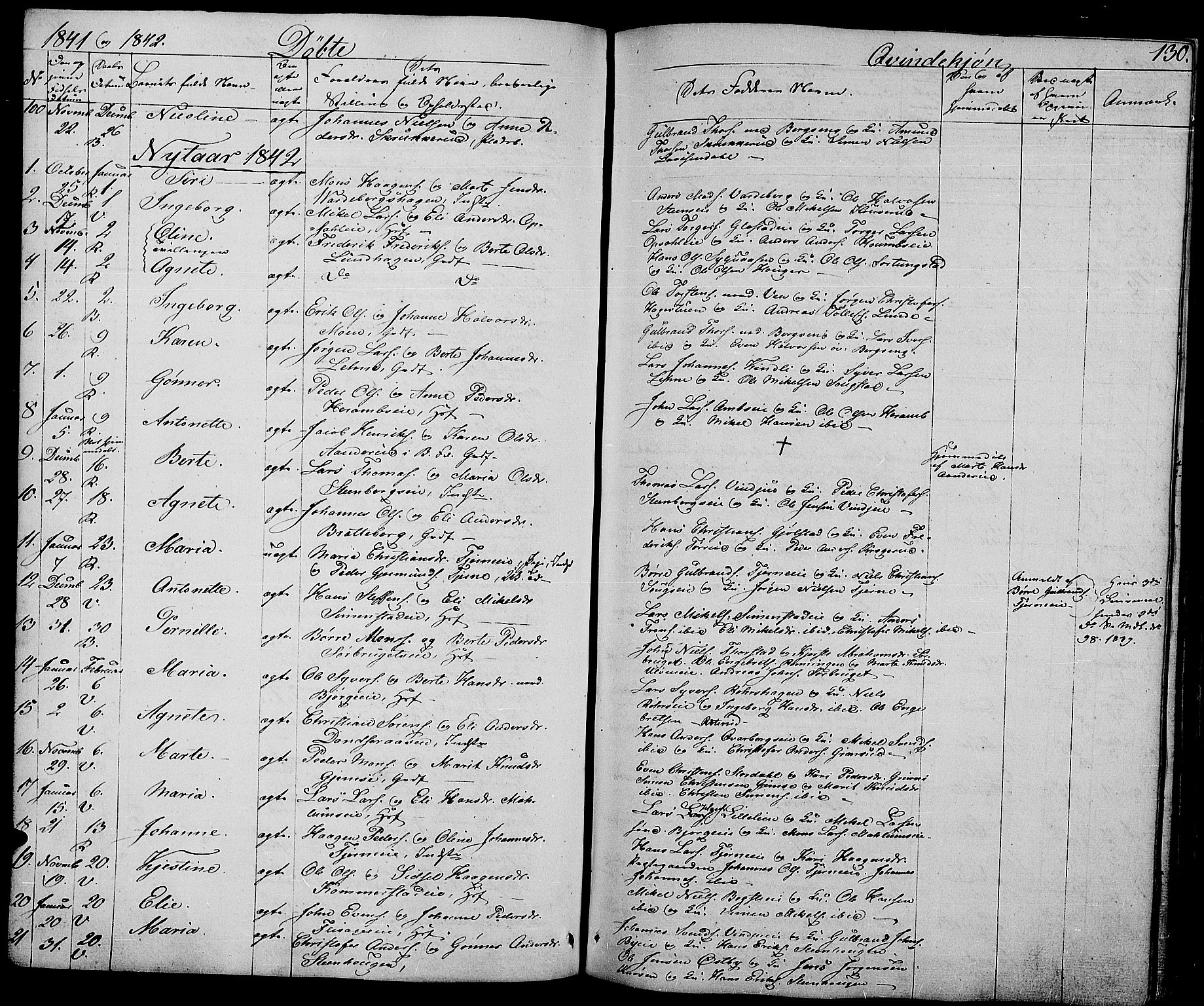 Ringsaker prestekontor, AV/SAH-PREST-014/L/La/L0005: Parish register (copy) no. 5, 1839-1850, p. 130