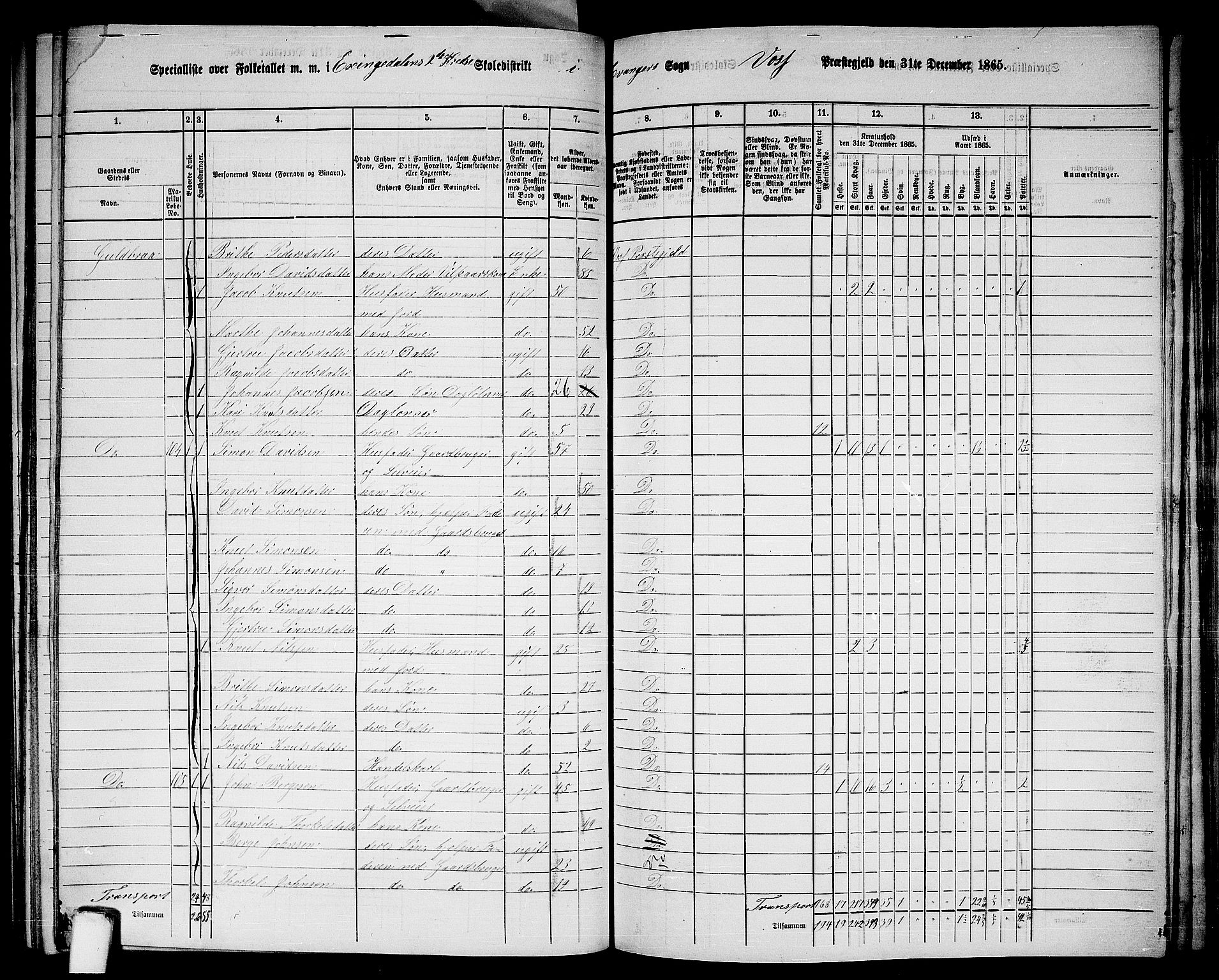 RA, 1865 census for Voss, 1865, p. 362