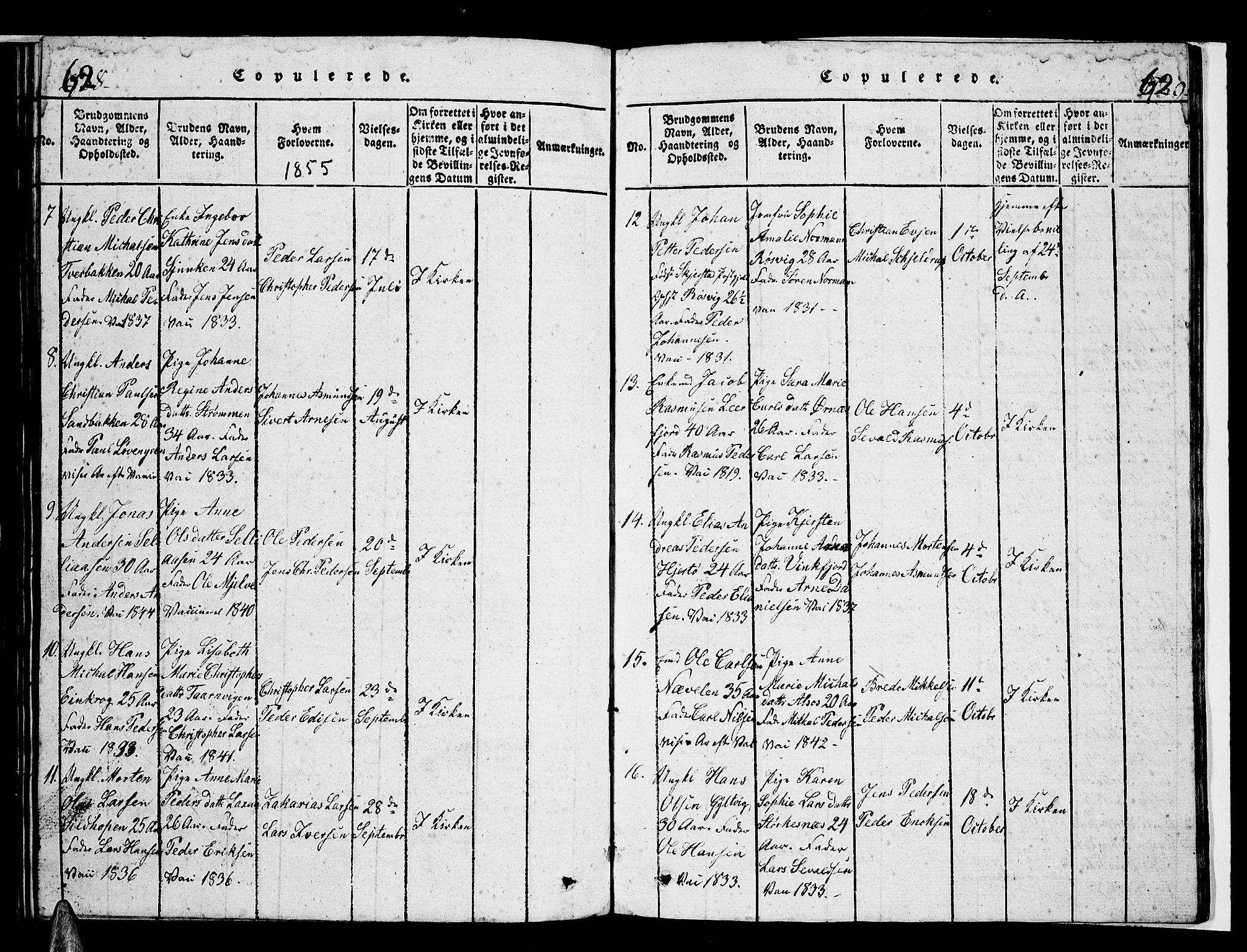 Ministerialprotokoller, klokkerbøker og fødselsregistre - Nordland, AV/SAT-A-1459/853/L0773: Parish register (copy) no. 853C01, 1821-1859, p. 628-629