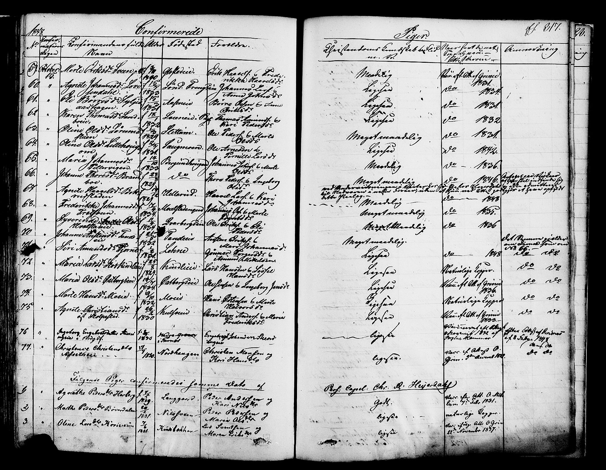 Ringsaker prestekontor, AV/SAH-PREST-014/K/Ka/L0008: Parish register (official) no. 8, 1837-1850, p. 317