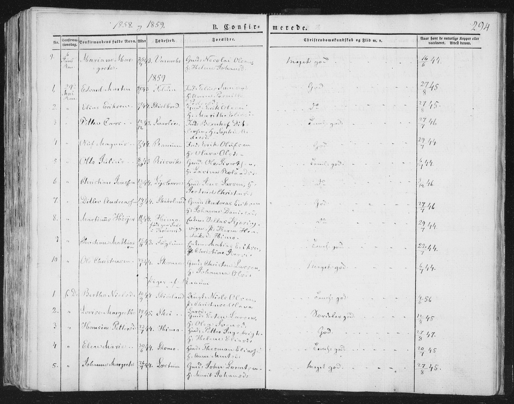 Ministerialprotokoller, klokkerbøker og fødselsregistre - Nord-Trøndelag, SAT/A-1458/764/L0551: Parish register (official) no. 764A07a, 1824-1864, p. 294