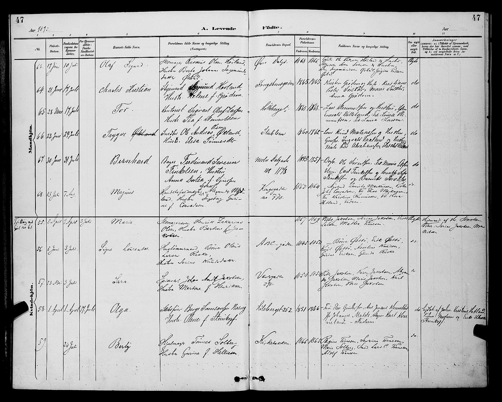 St. Petri sokneprestkontor, AV/SAST-A-101813/001/30/30BB/L0006: Parish register (copy) no. B 6, 1890-1897, p. 47