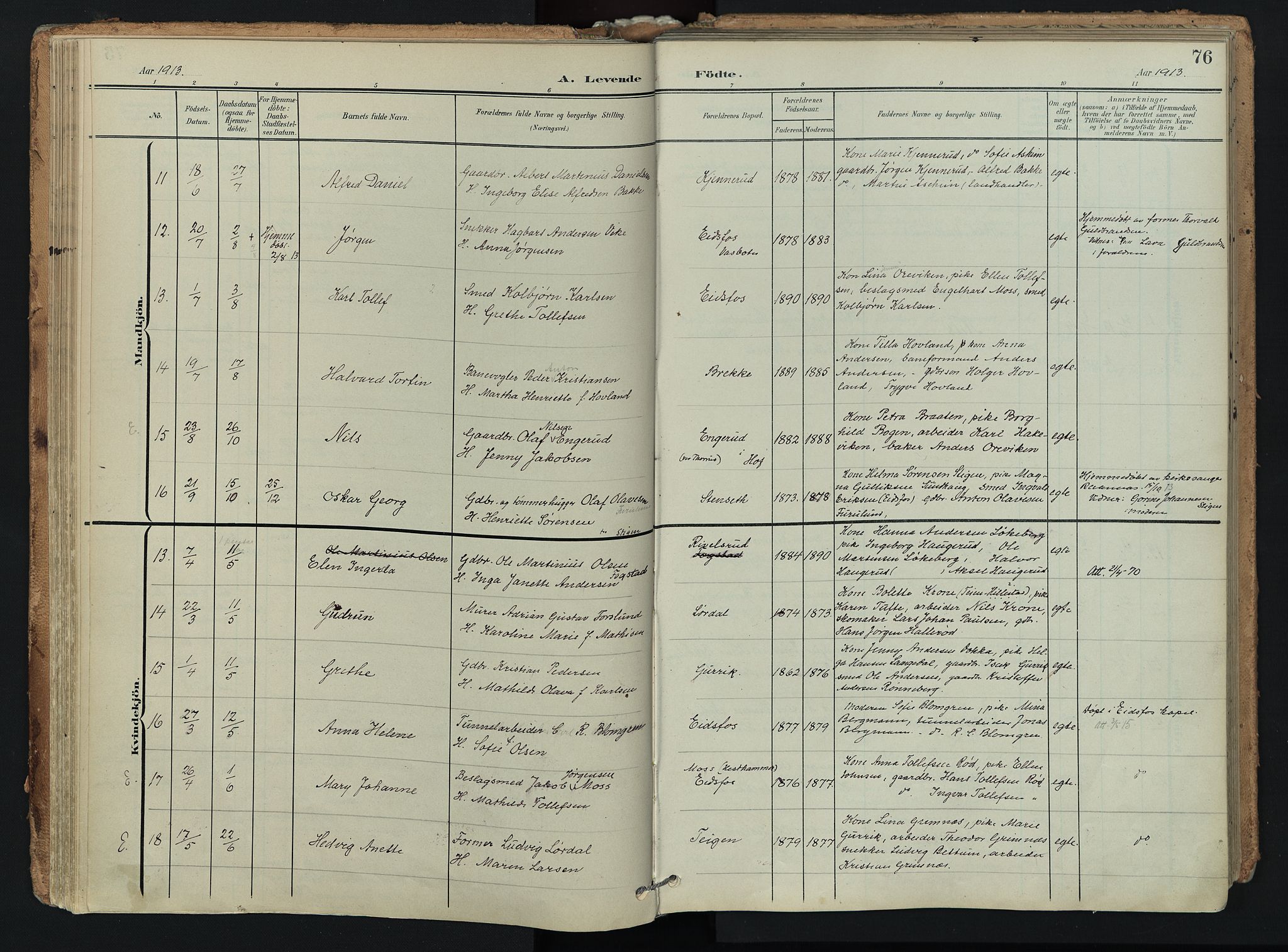 Hof kirkebøker, SAKO/A-64/F/Fa/L0008: Parish register (official) no. I 8, 1902-1921, p. 76
