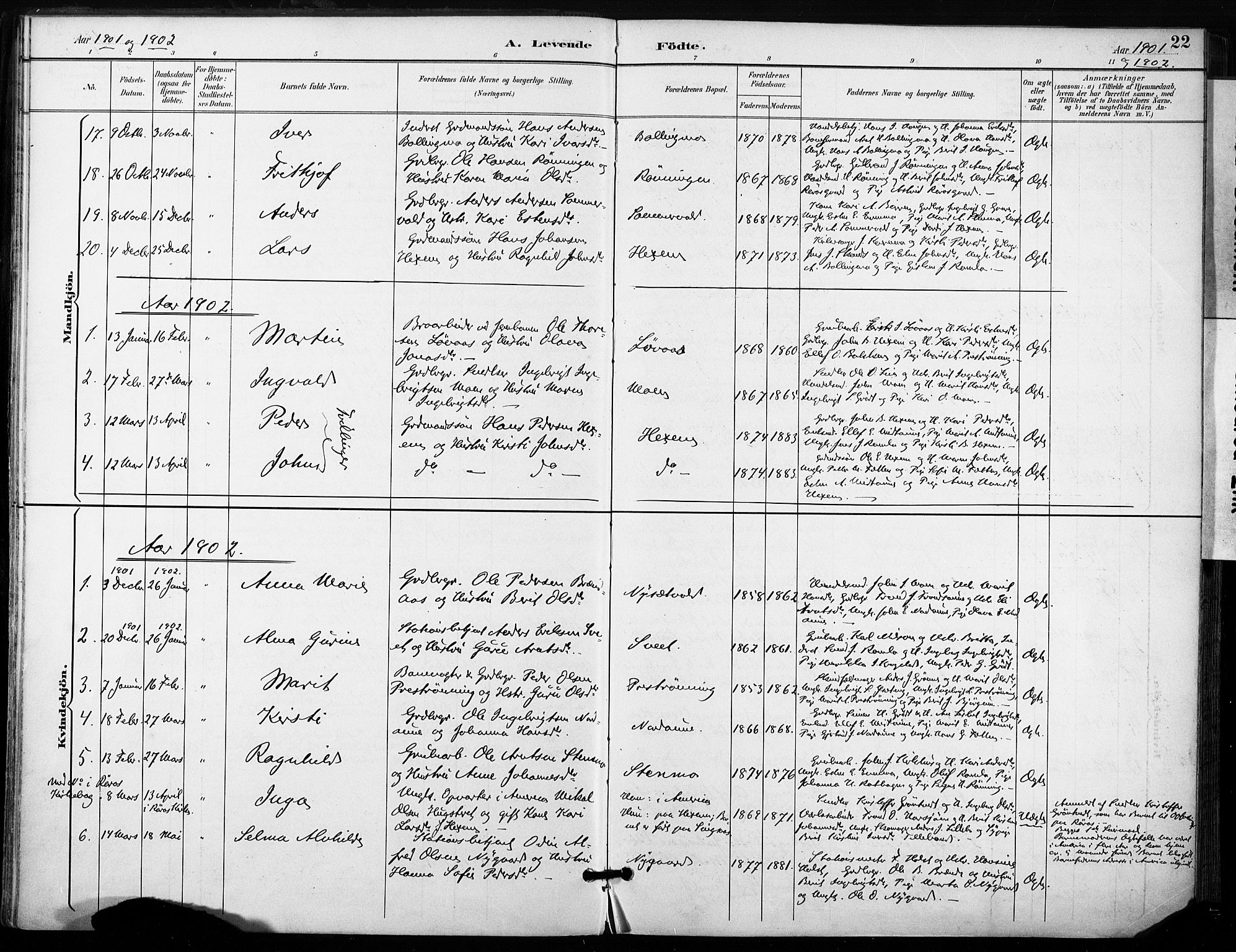 Ministerialprotokoller, klokkerbøker og fødselsregistre - Sør-Trøndelag, SAT/A-1456/685/L0973: Parish register (official) no. 685A10, 1891-1907, p. 22