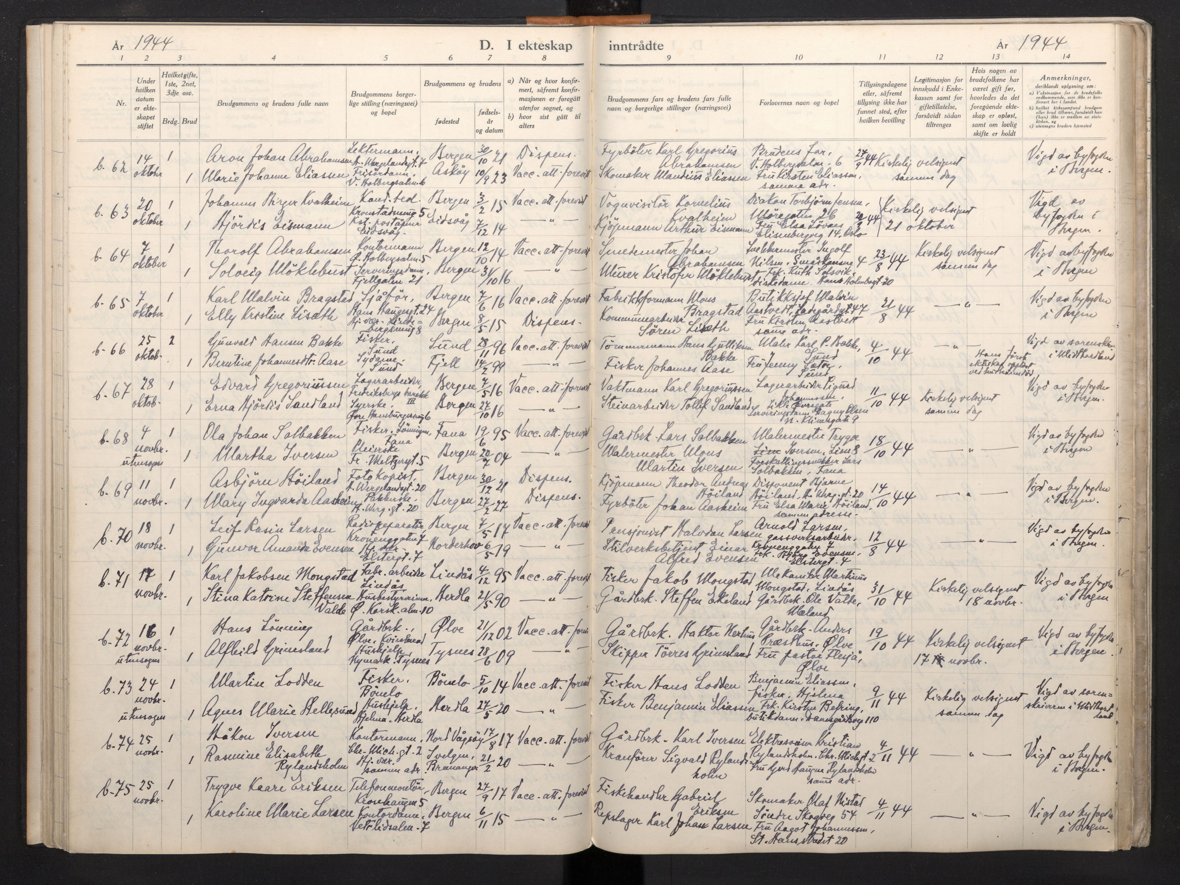 Korskirken sokneprestembete, AV/SAB-A-76101/H/Haa: Parish register (official) no. A 15, 1942-1945