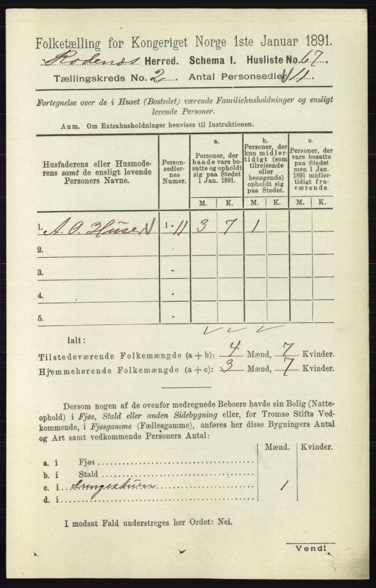 RA, 1891 census for 0120 Rødenes, 1891, p. 722