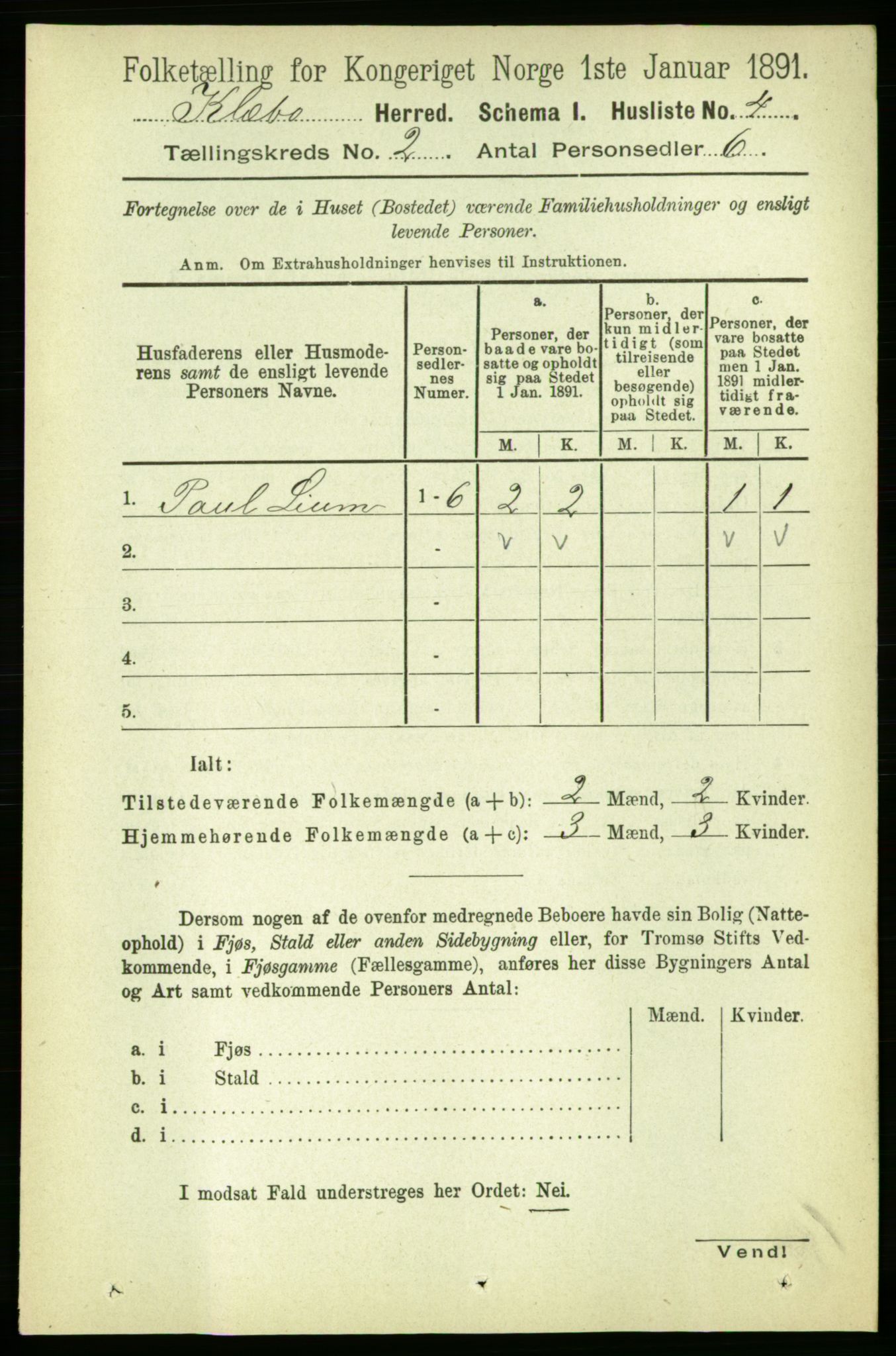 RA, 1891 census for 1662 Klæbu, 1891, p. 191