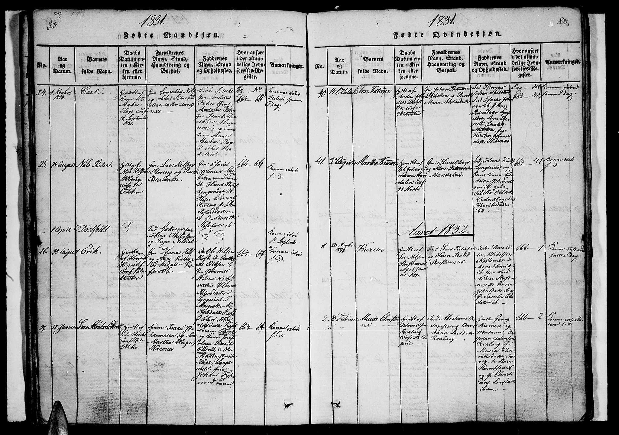 Lyngen sokneprestembete, AV/SATØ-S-1289/H/He/Heb/L0001klokker: Parish register (copy) no. 1, 1826-1838, p. 82-83