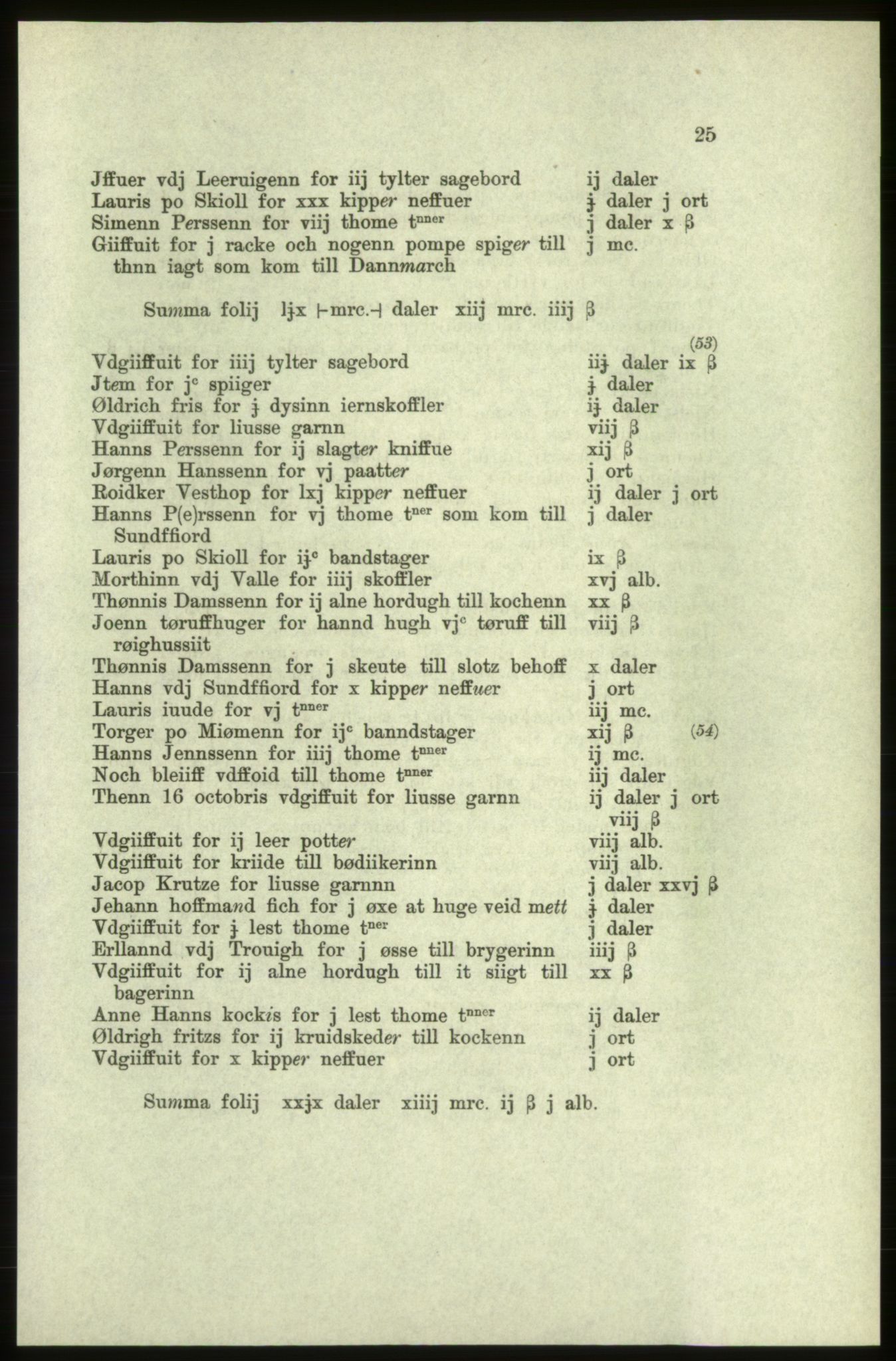 Publikasjoner utgitt av Arkivverket, PUBL/PUBL-001/C/0005: Bind 5: Rekneskap for Bergenhus len 1566-1567: B. Utgift C. Dei nordlandske lena og Finnmark D. Ekstrakt, 1566-1567, p. 25