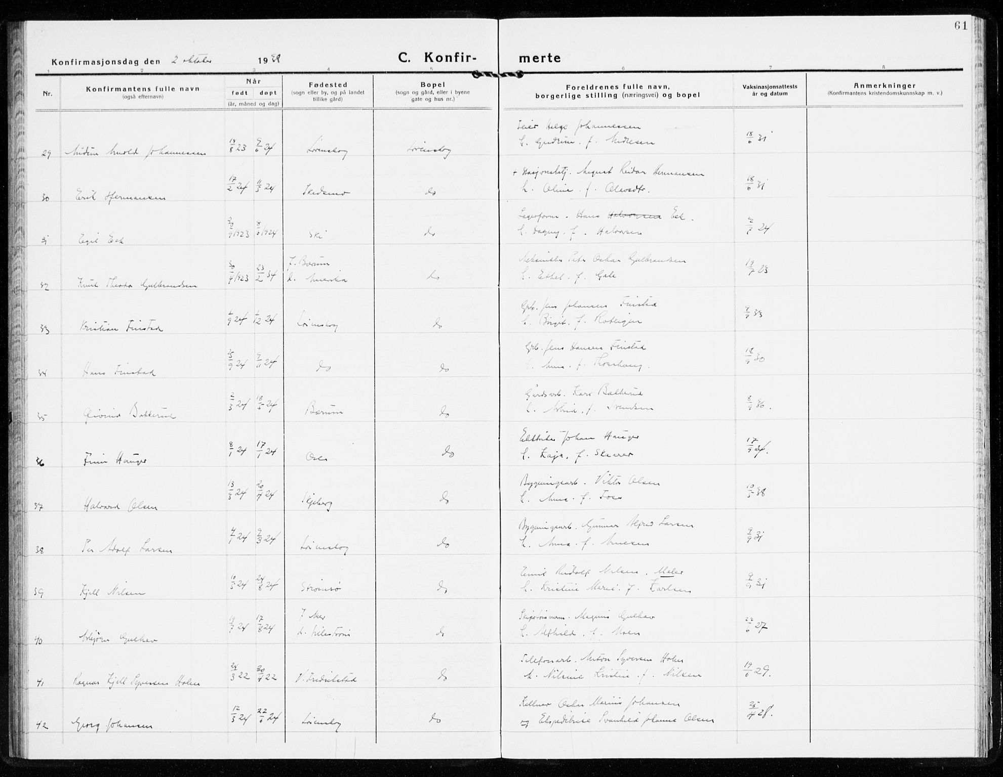 Skedsmo prestekontor Kirkebøker, AV/SAO-A-10033a/F/Fb/L0004: Parish register (official) no. II 4, 1931-1943, p. 61