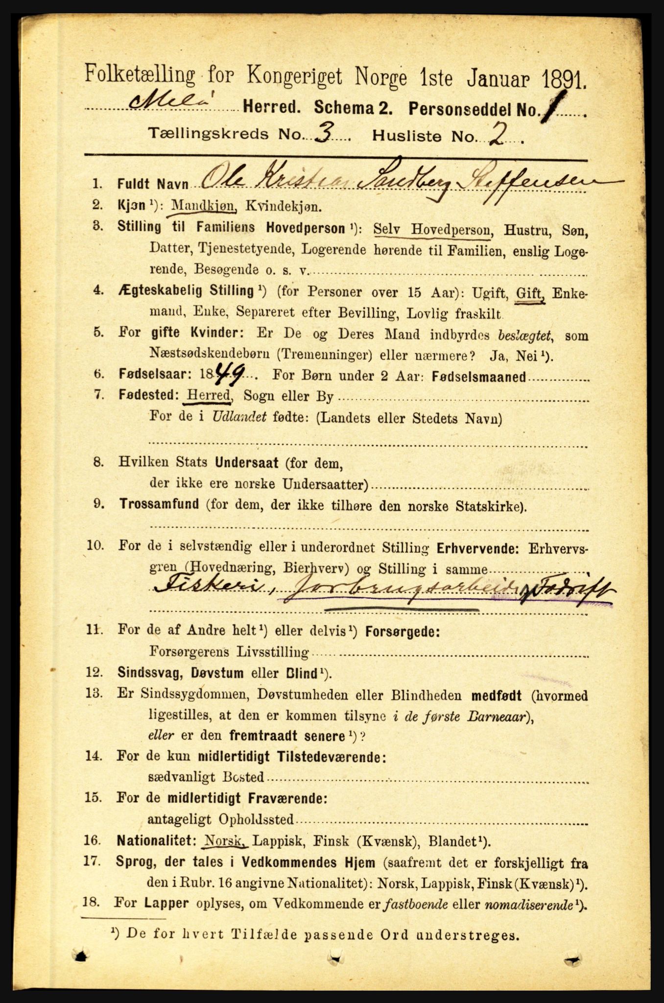 RA, 1891 census for 1837 Meløy, 1891, p. 932