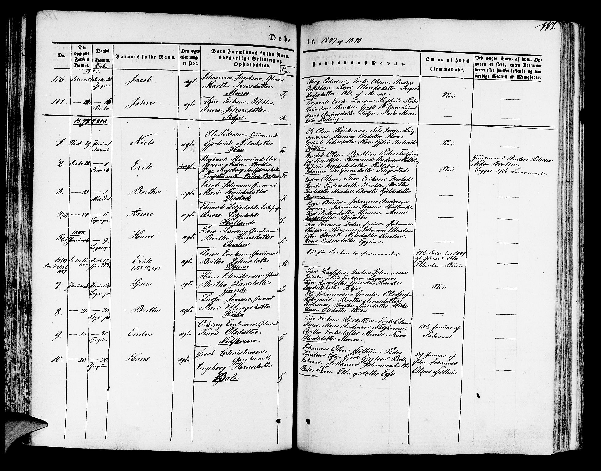 Leikanger sokneprestembete, AV/SAB-A-81001/H/Haa/Haaa/L0007: Parish register (official) no. A 7, 1838-1851, p. 117